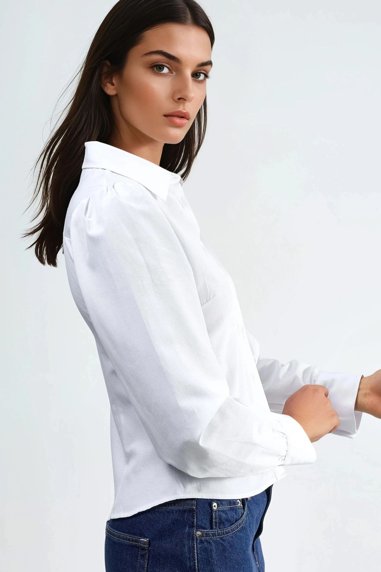 BUSEM Solid Poplin Shirt with Button Closure 5