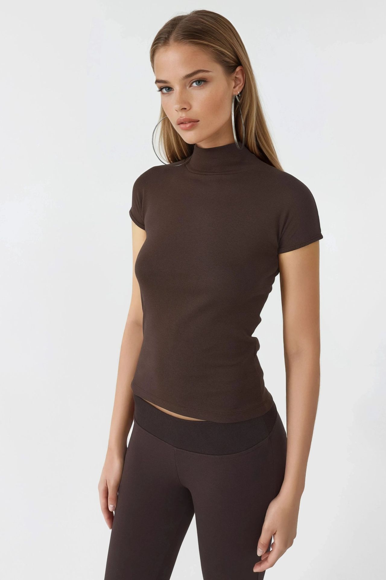 BUSEM Fitted Half Turtleneck Cotton Blouse 6