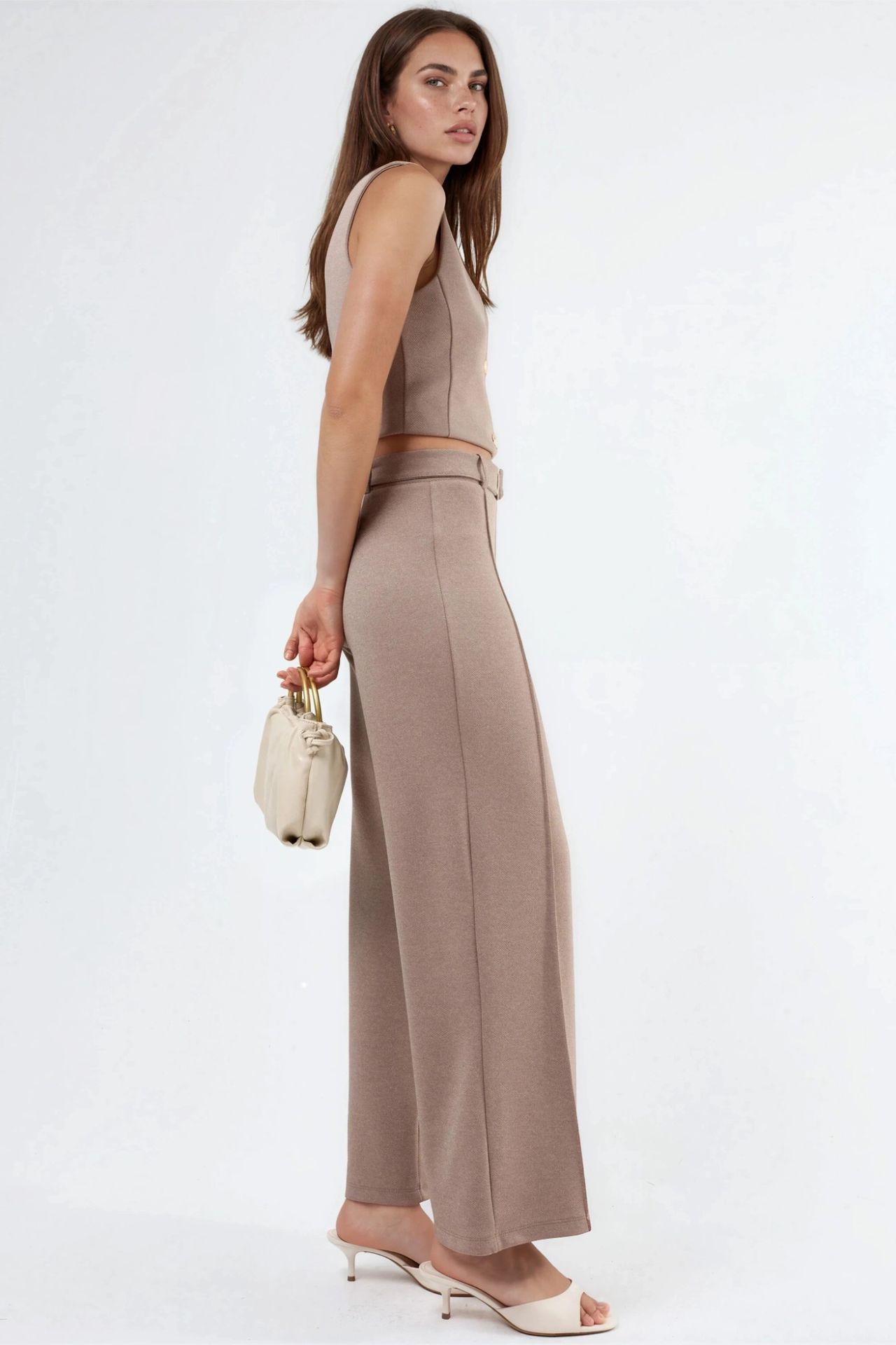 BUSEM High Waist Belted Straight Leg Pants 2