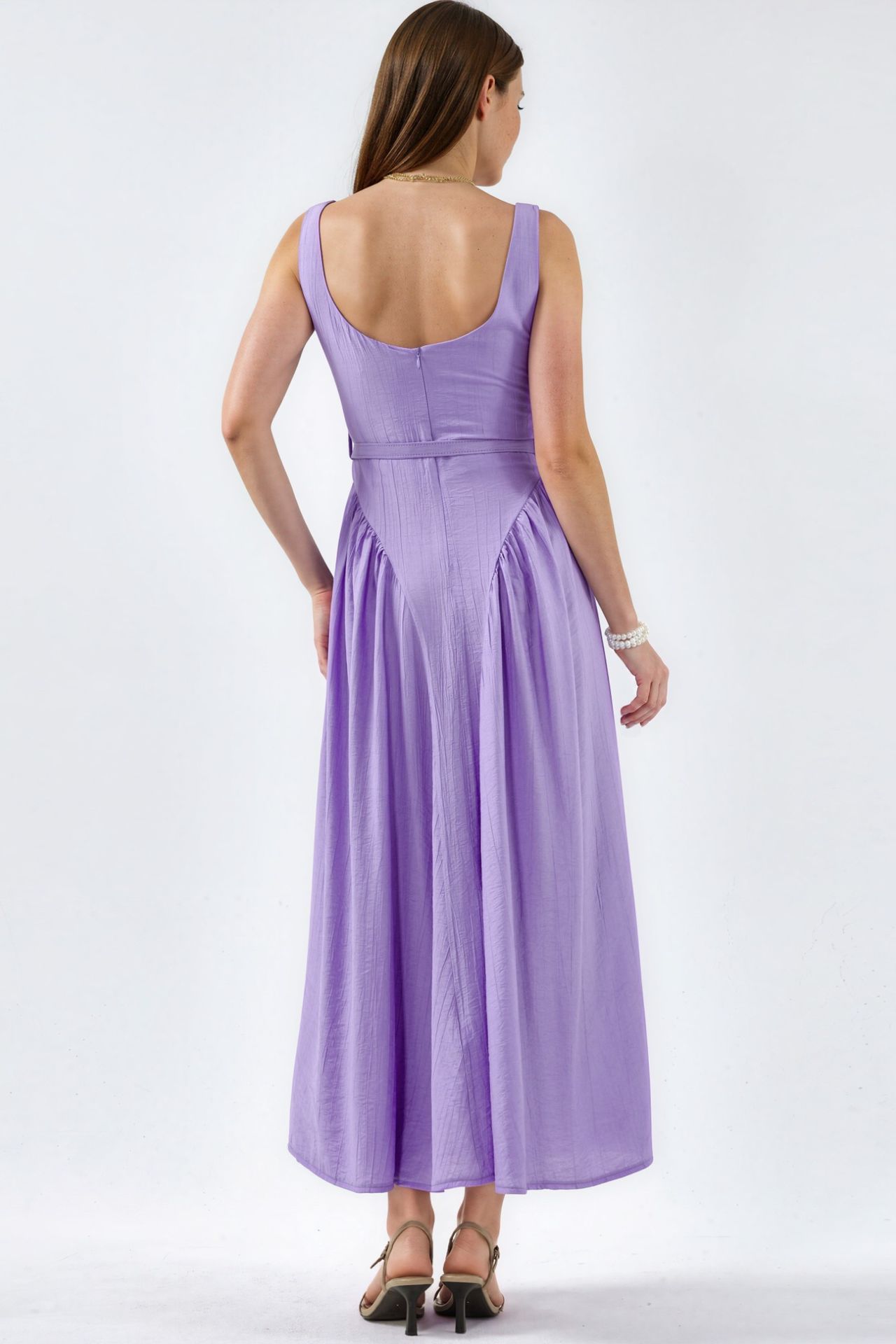 BUSEM Square Collar Belted Midi Dress 2
