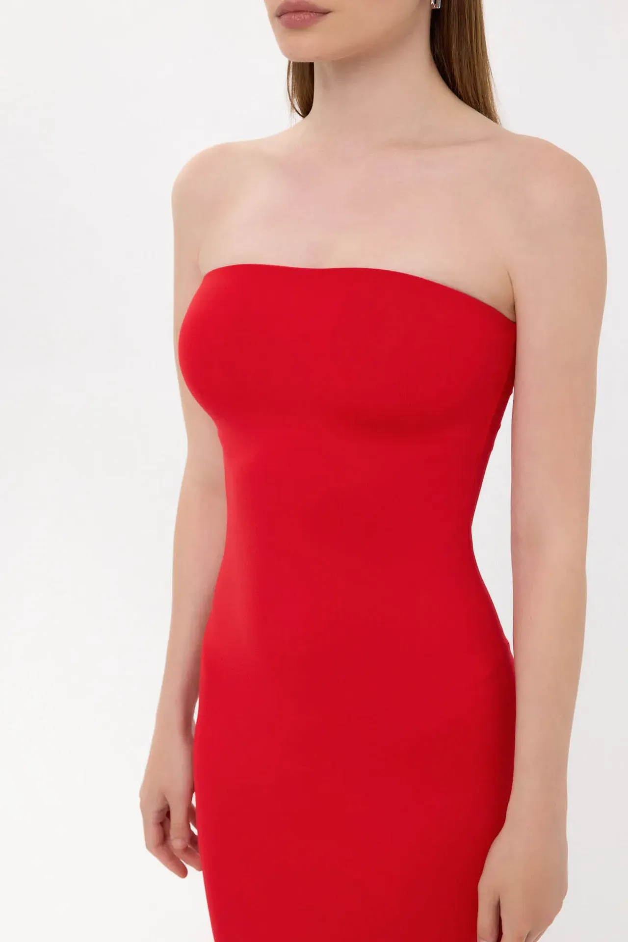 Strapless Bodycon Maxi Dress with Side Slit