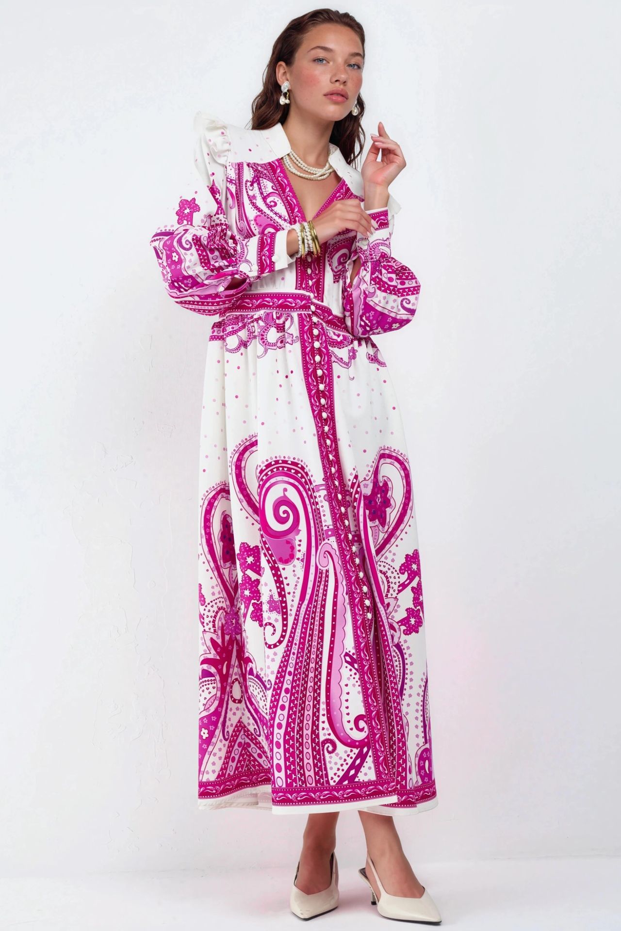 MSN V-Neck Paisley Maxi Dress with Slit 1