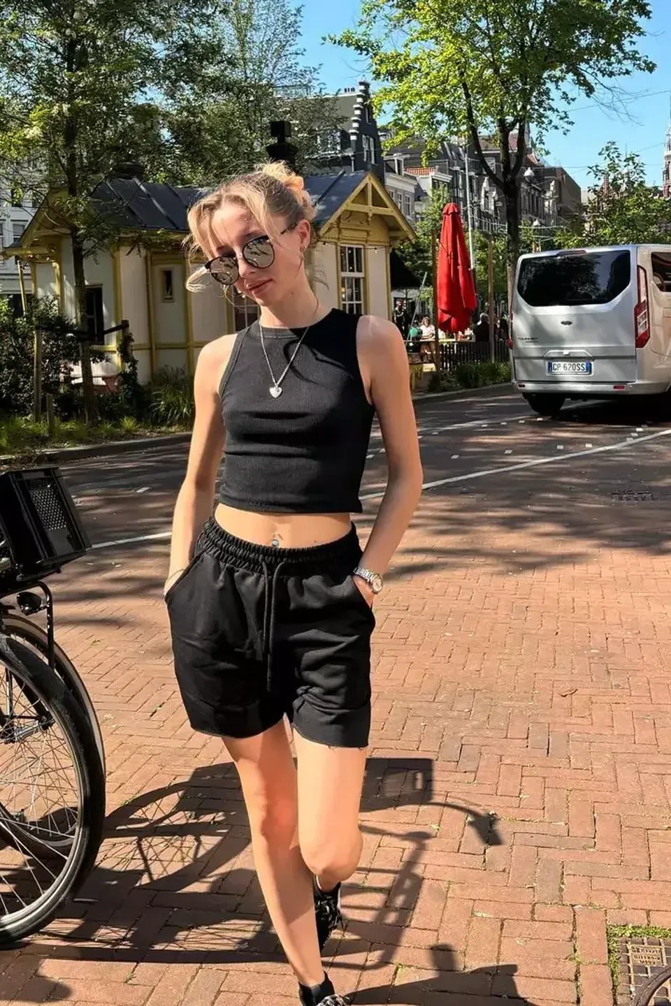 2 Pieces: Round Neck Basic Tank Top & Mid Rise Drawstring Shorts
