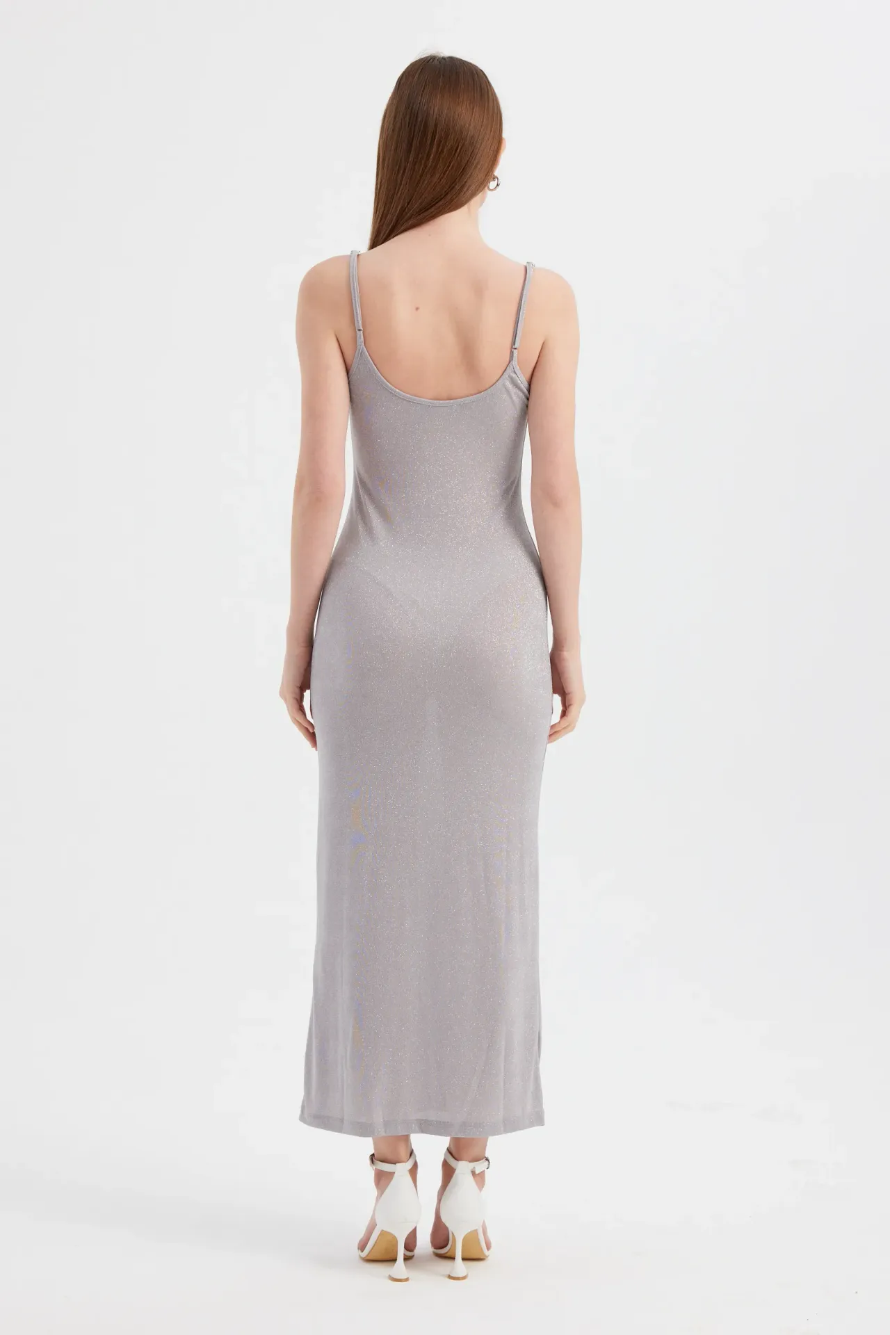 Solid Woven Maxi Dress with Spaghetti Straps