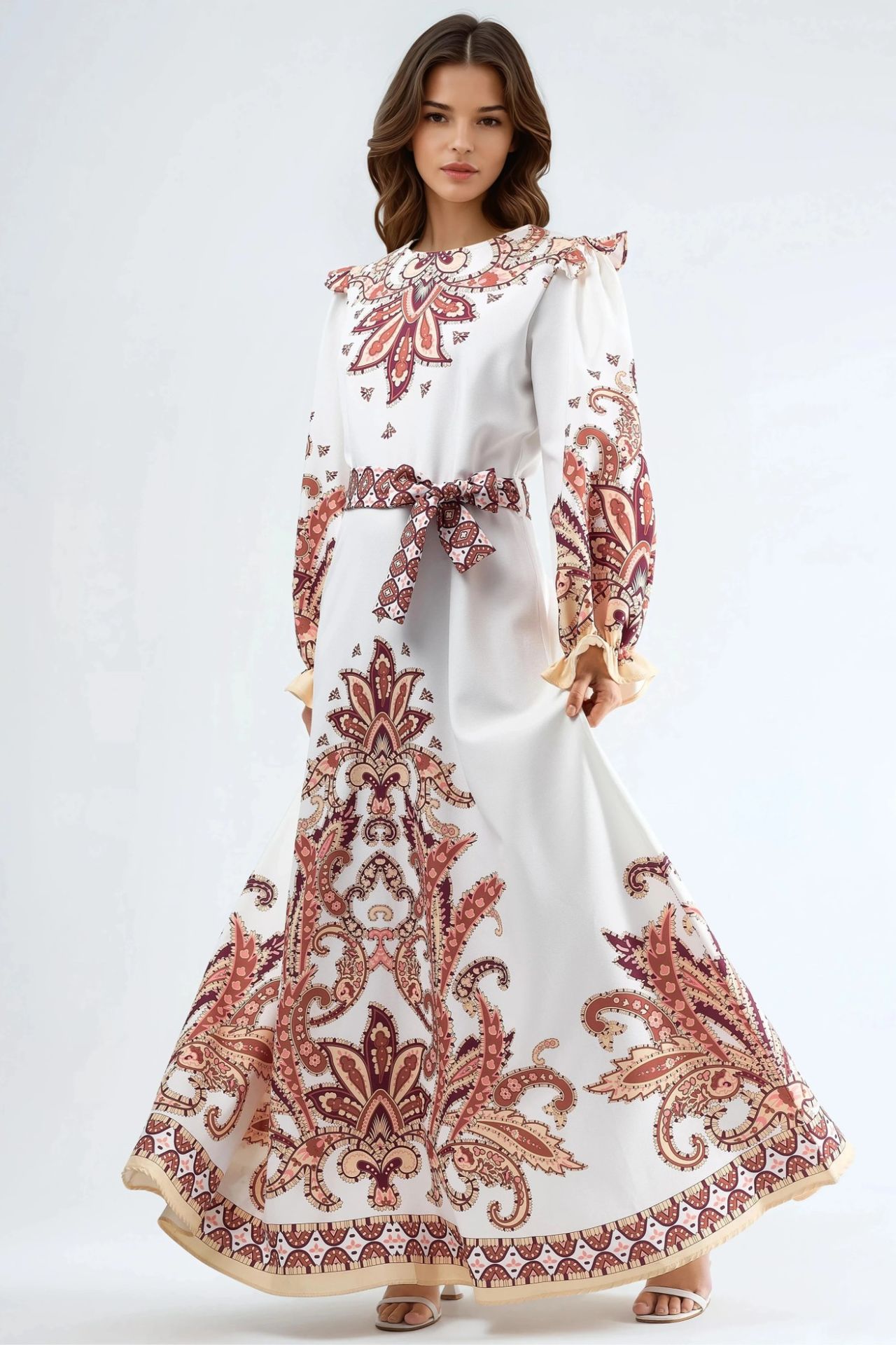 MSN Paisley Print Maxi Dress with Tie Detail 1