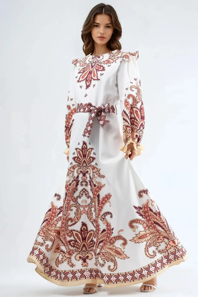 MSN Paisley Print Maxi Dress with Tie Detail