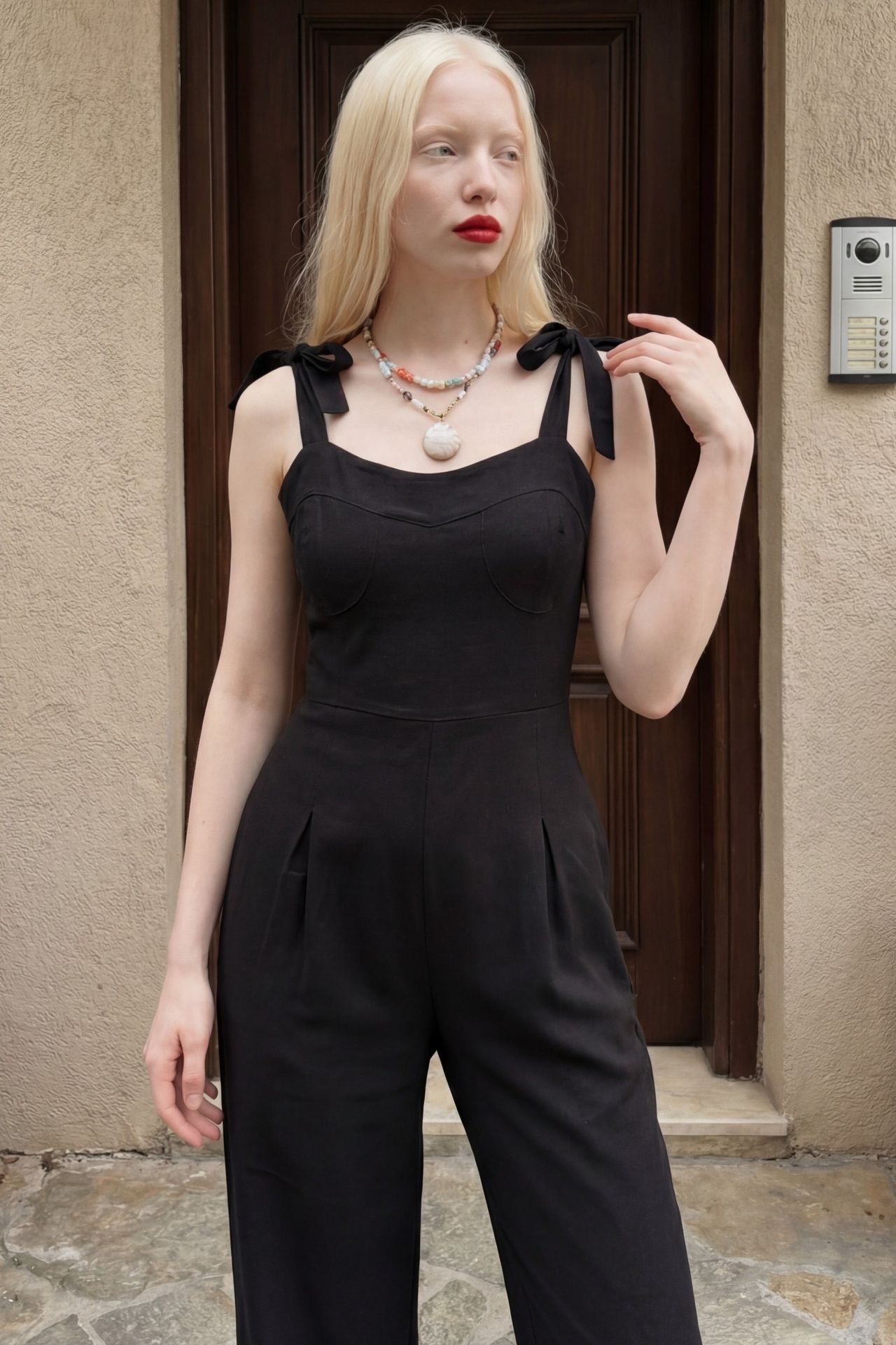 MY FASHION Sweetheart Neck Linen Blend Jumpsuit 4
