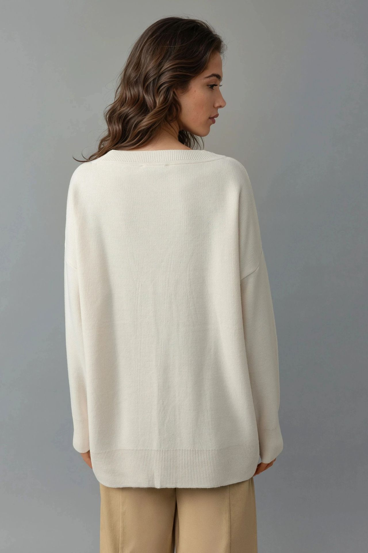 MY FASHION Oversized Ribbed V-Neck Button Cardigan