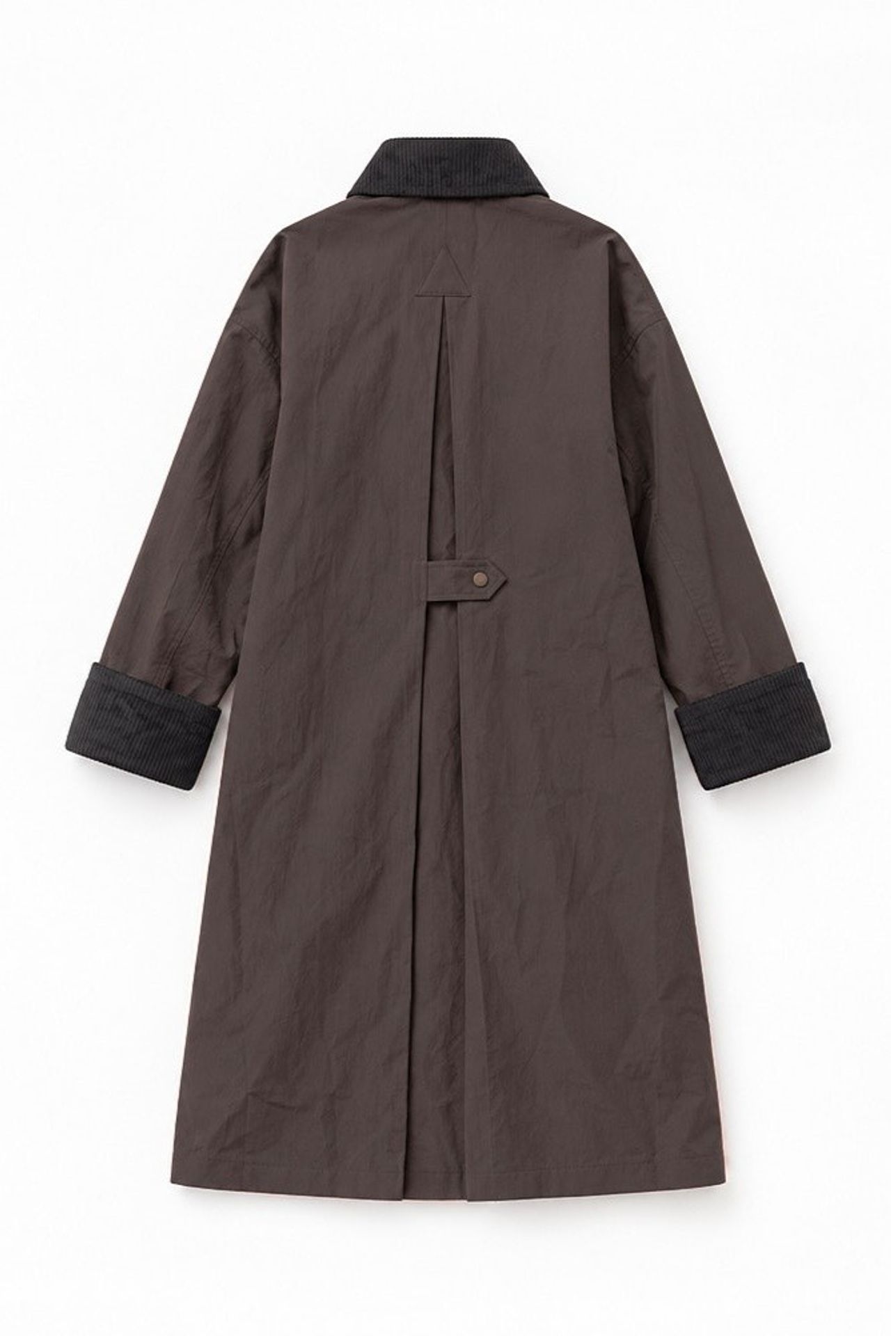 Oversize Kadife Yakalı Ekose Astarlı Uzun Trençkot 3