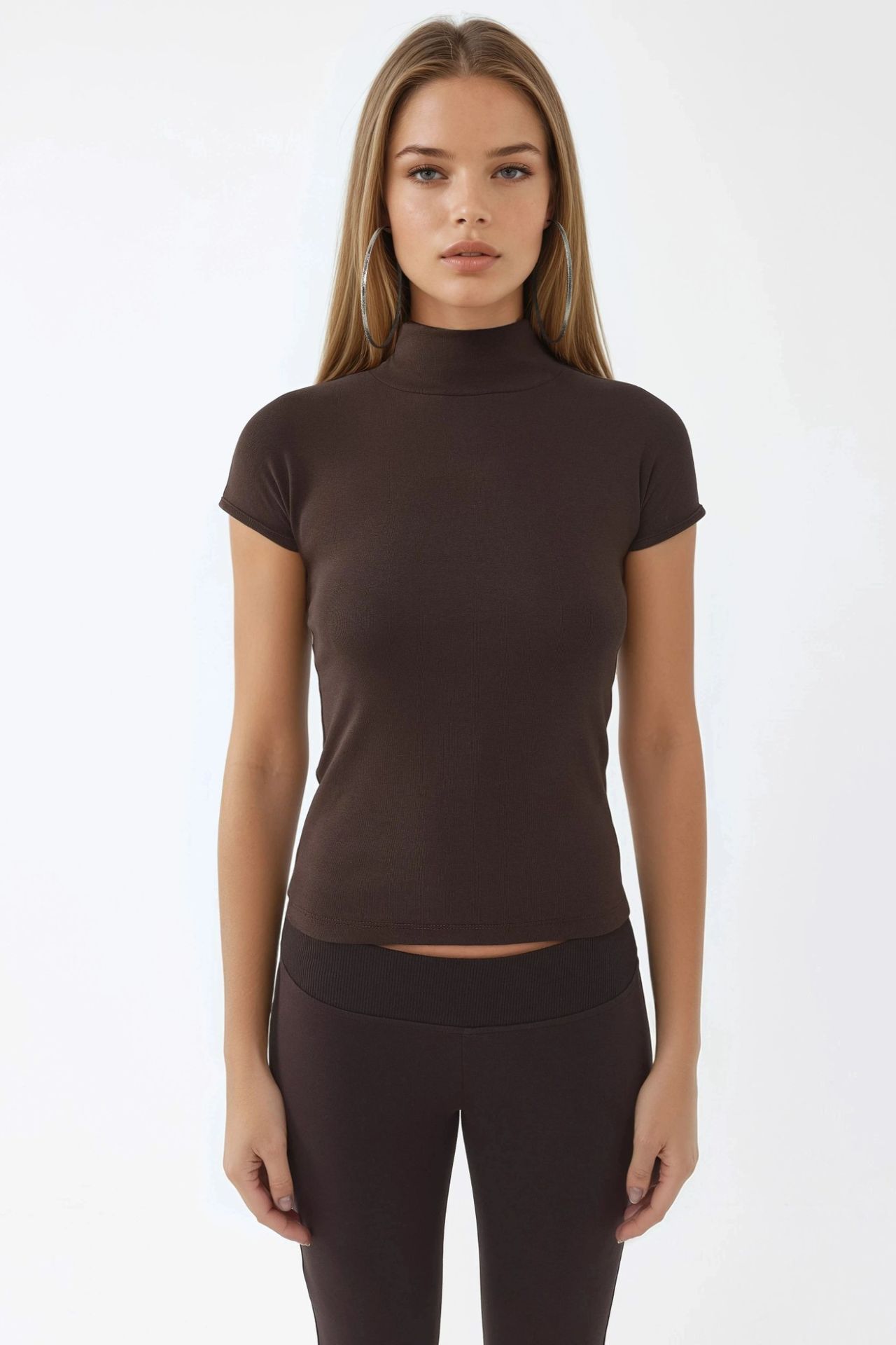 BUSEM Fitted Half Turtleneck Cotton Blouse 8
