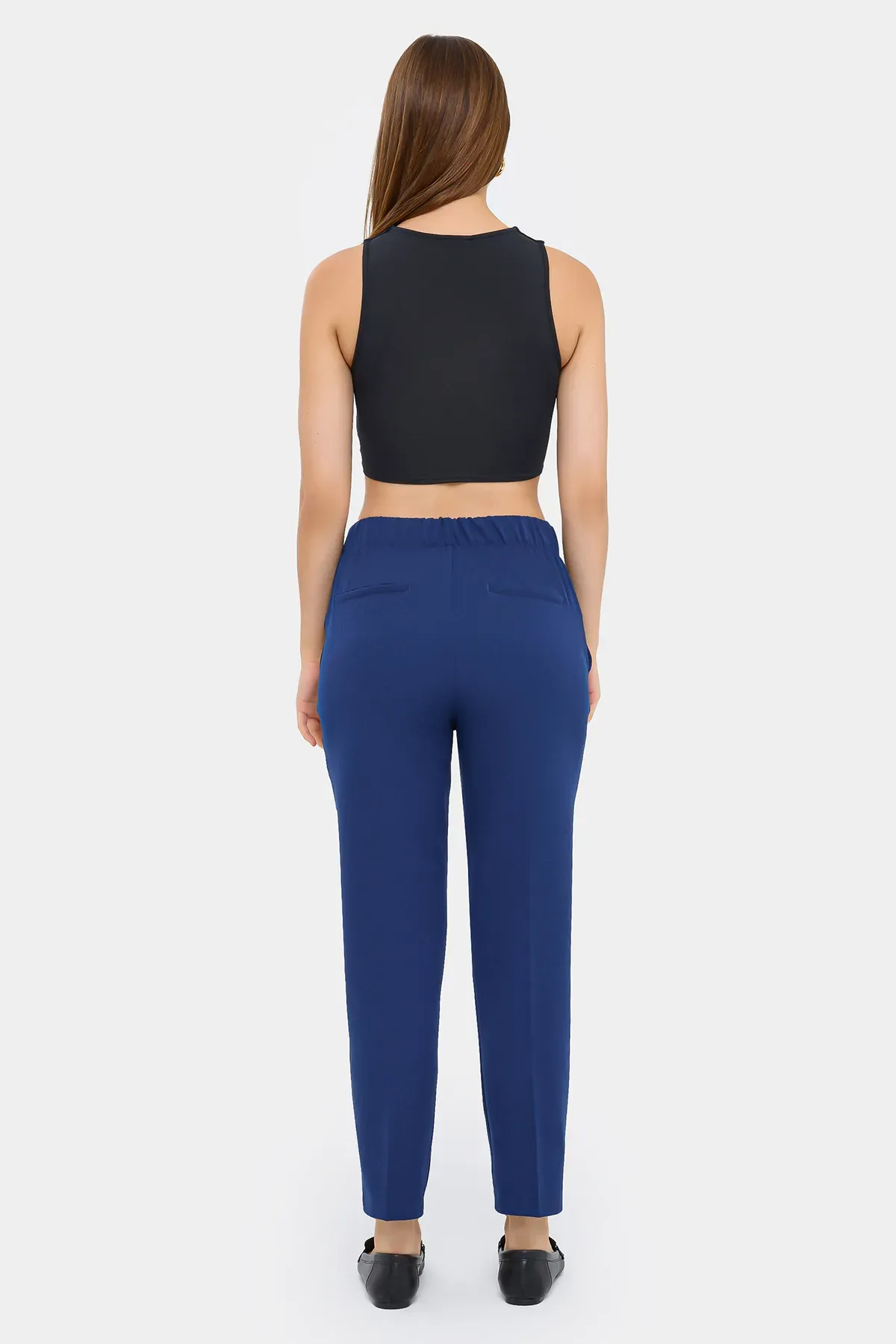 High-Waist Carrot Trousers with Button Detail 4