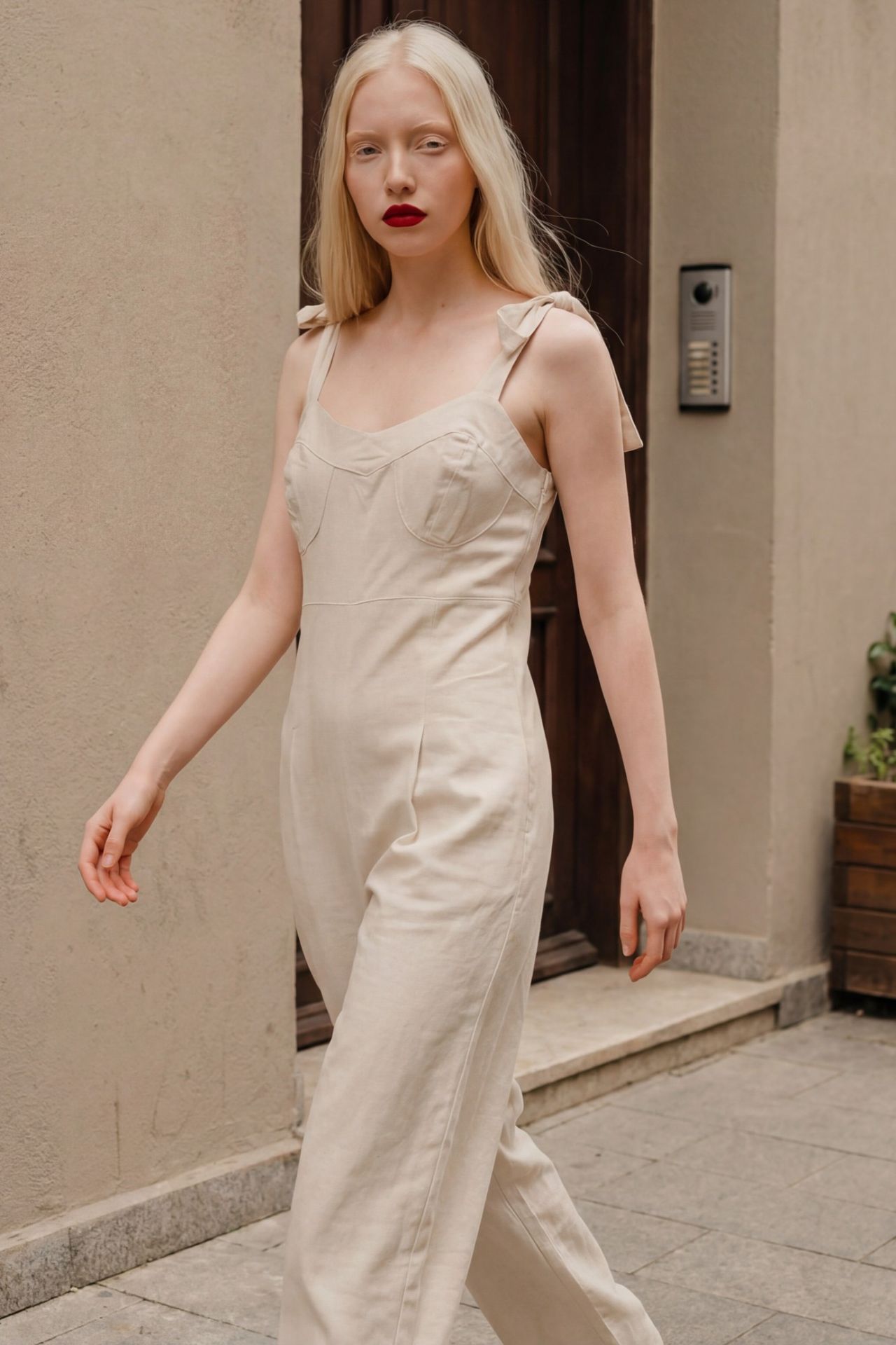MY FASHION Sweetheart Neck Linen Blend Jumpsuit 5