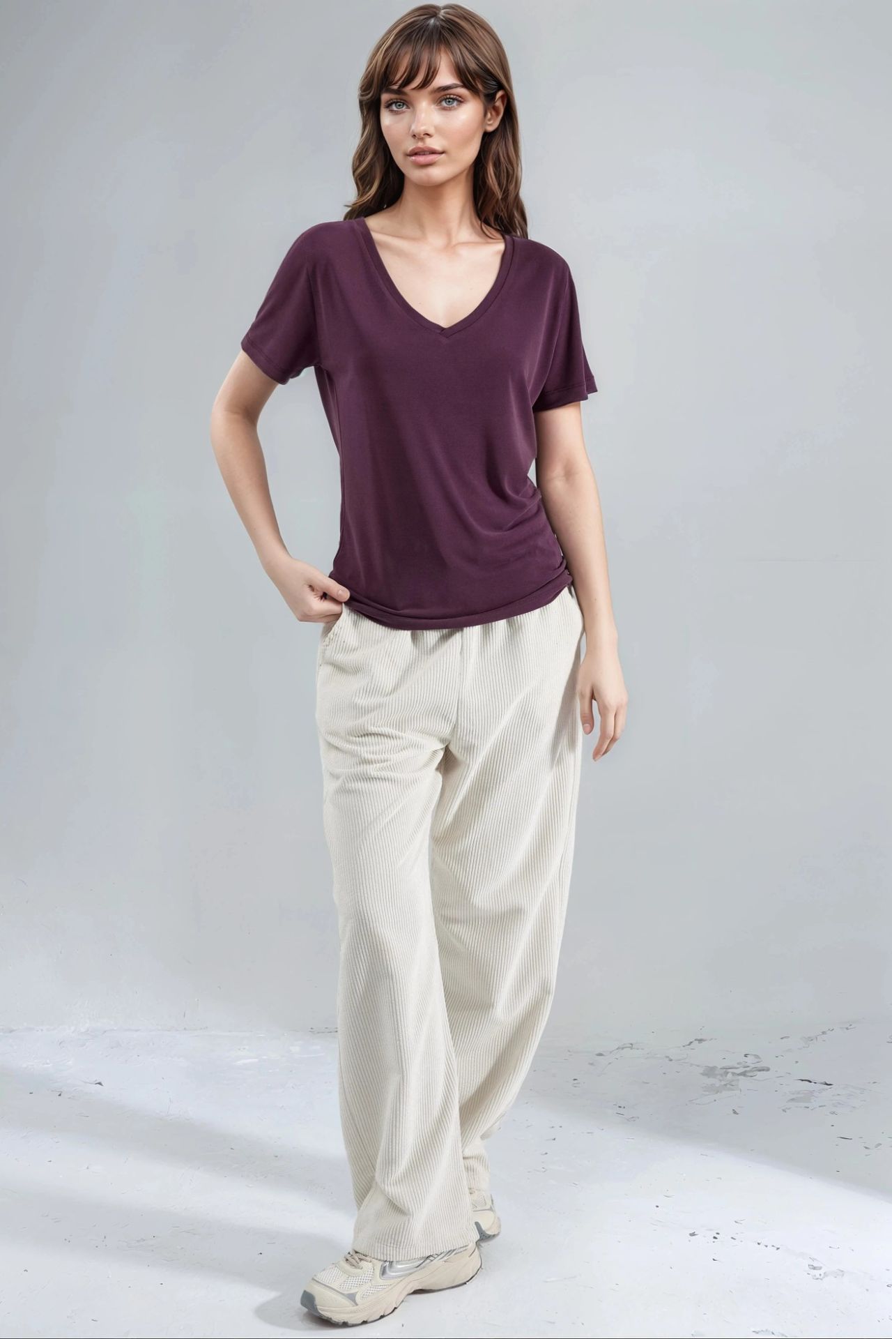 BUSEM V-Neck Short Sleeve Modal Blouse 4