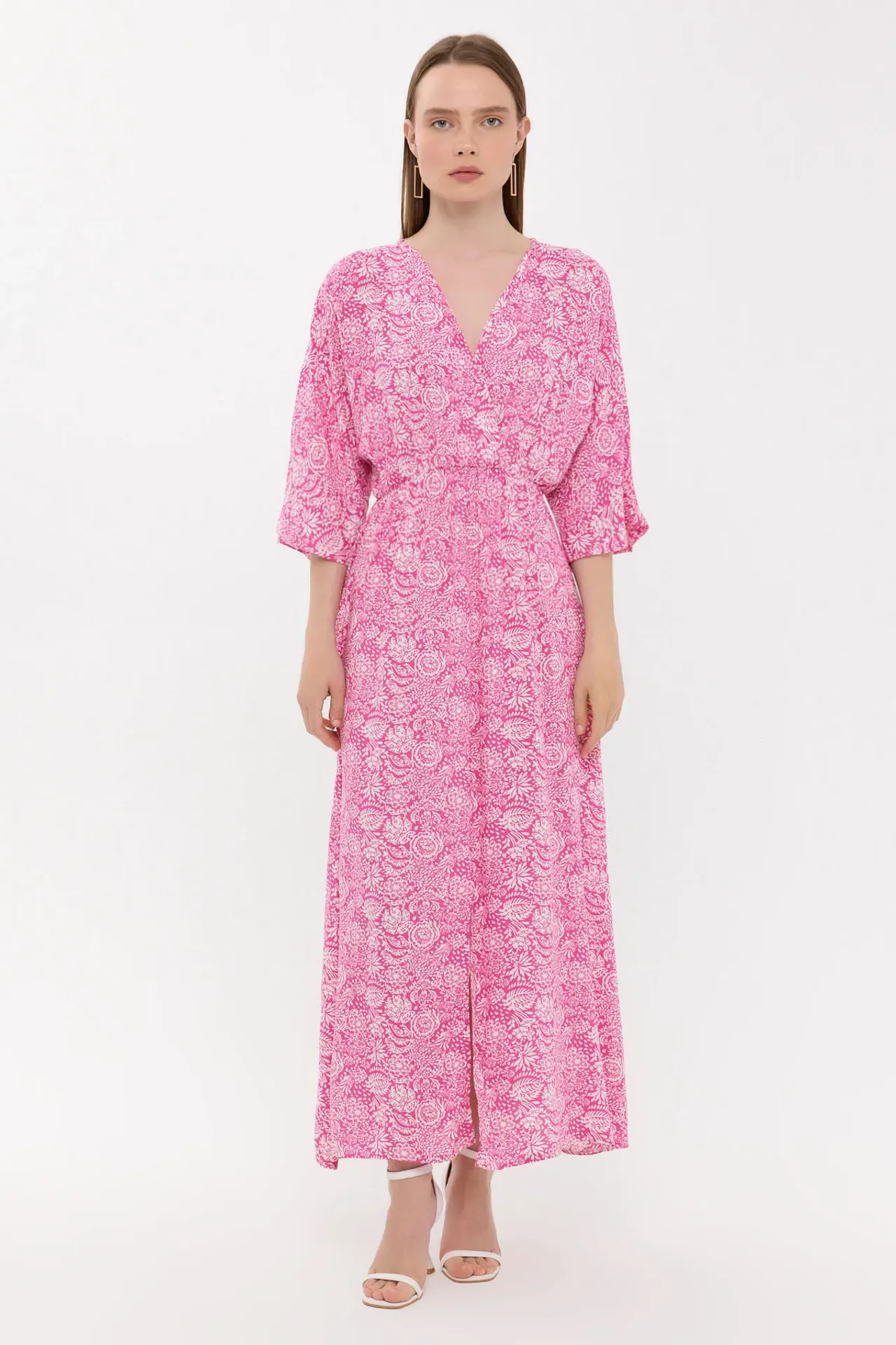 Floral Surplice Neck Maxi Dress