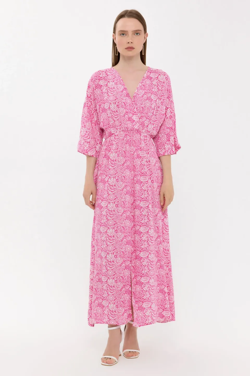 Floral Surplice Neck Maxi Dress