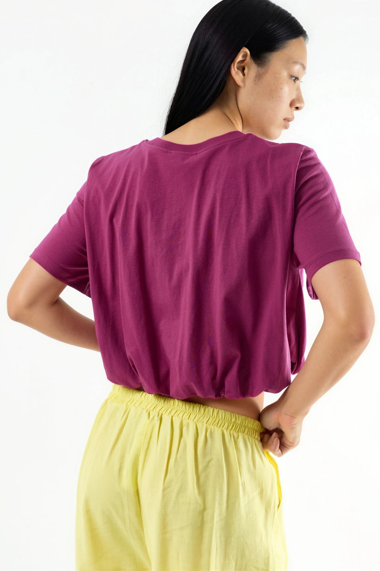 BUSEM Crew Neck Crop Blouse with Elastic 4
