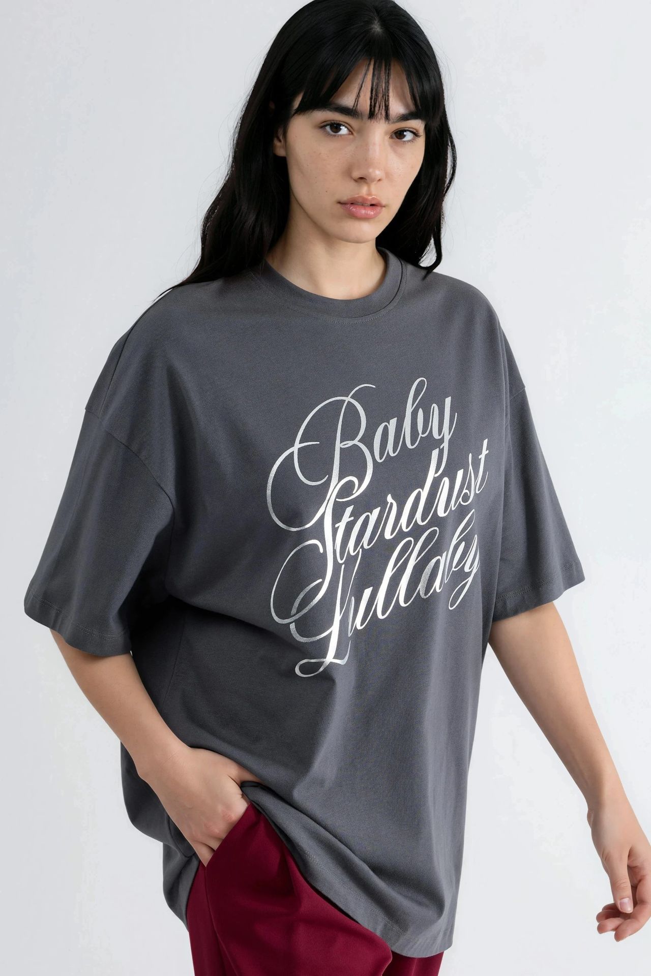 BUSEM Oversized Text Printed T-Shirt 1