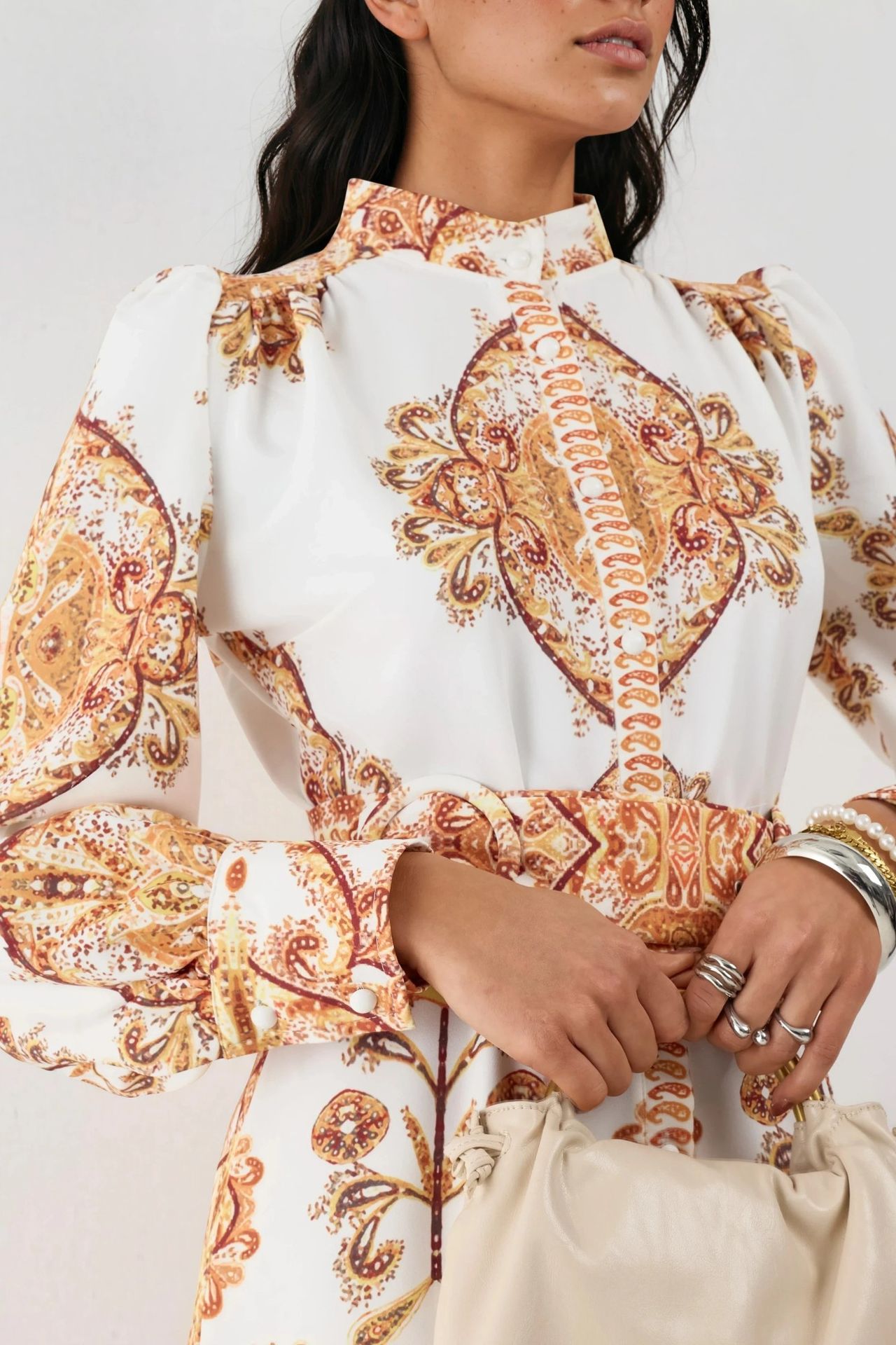 MSN Belted Paisley Print Maxi Shirt Dress 6