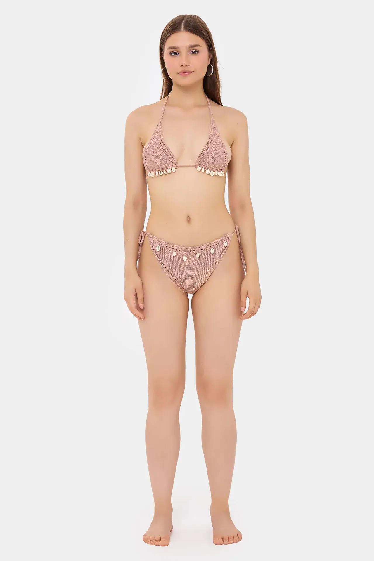 Triangle Crochet Tie Side Bikini set with a Seashells