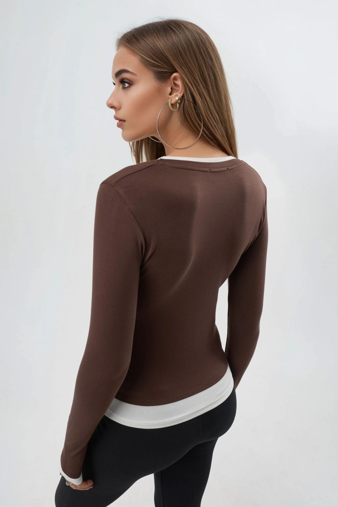 BUSEM Contrast Binding Long Sleeve Blouse 2