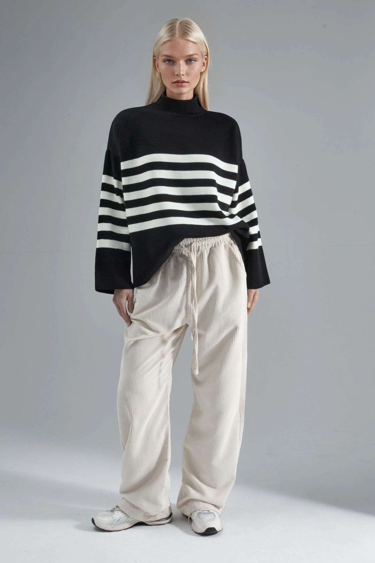 MY FASHION Oversized Striped Turtleneck Sweater 5