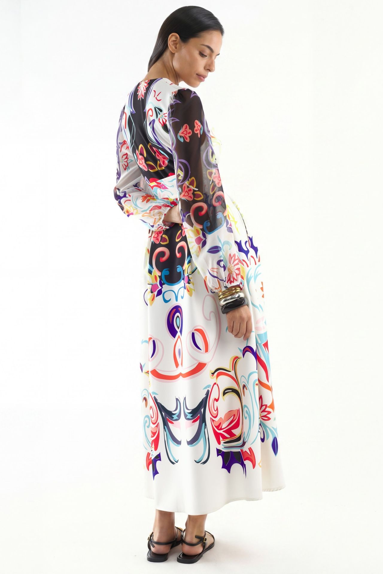 MSN Floral Print Maxi A-Line Dress 3