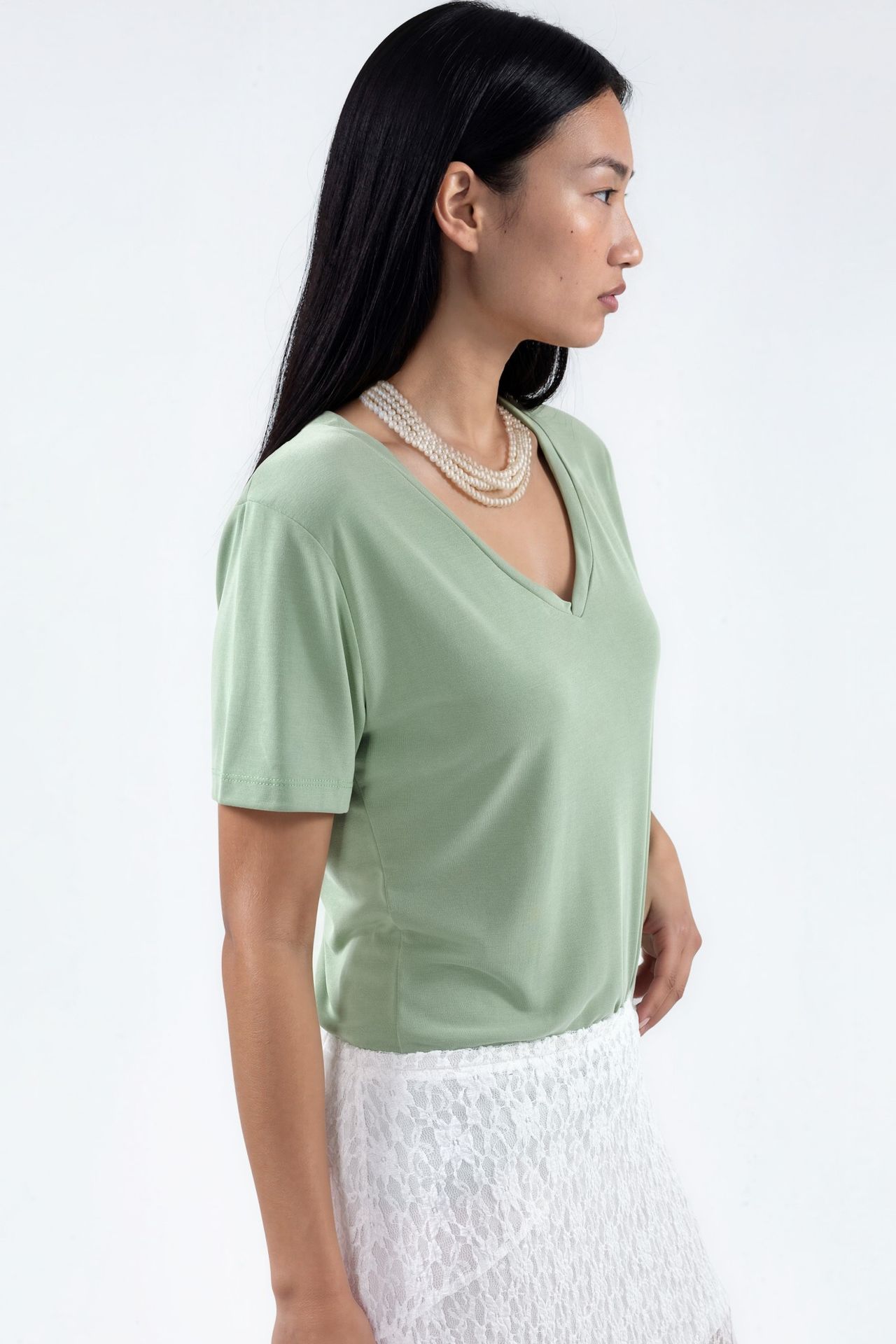 BUSEM V-Neck Short Sleeve Modal Blouse 2