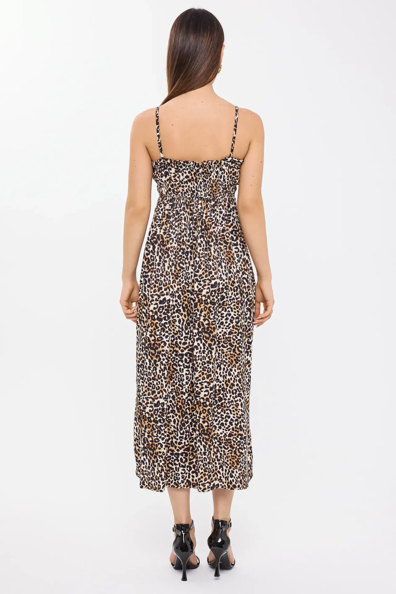 Animal Print Spaghetti Strap Midi Dress