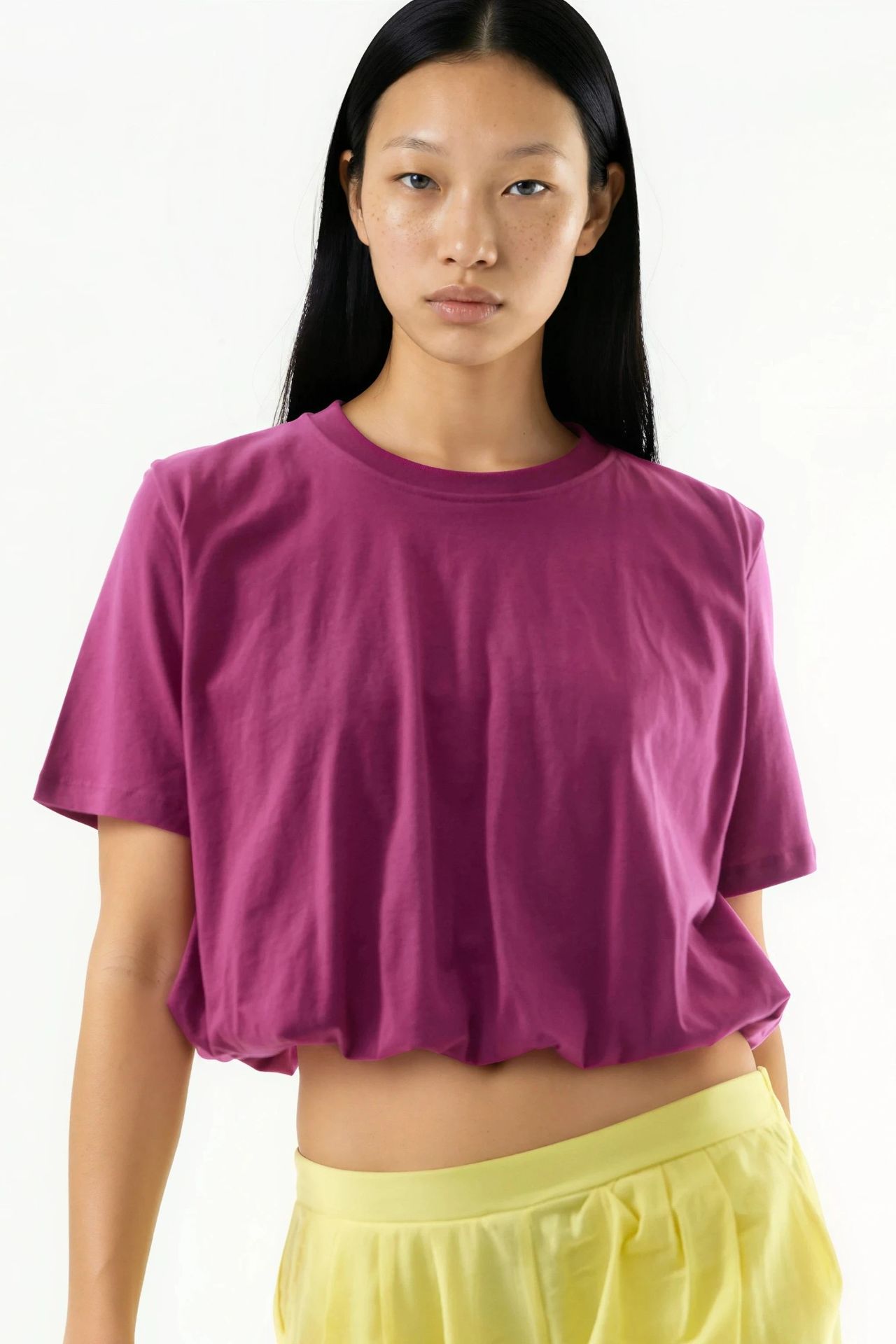 BUSEM Crew Neck Crop Blouse with Elastic 1