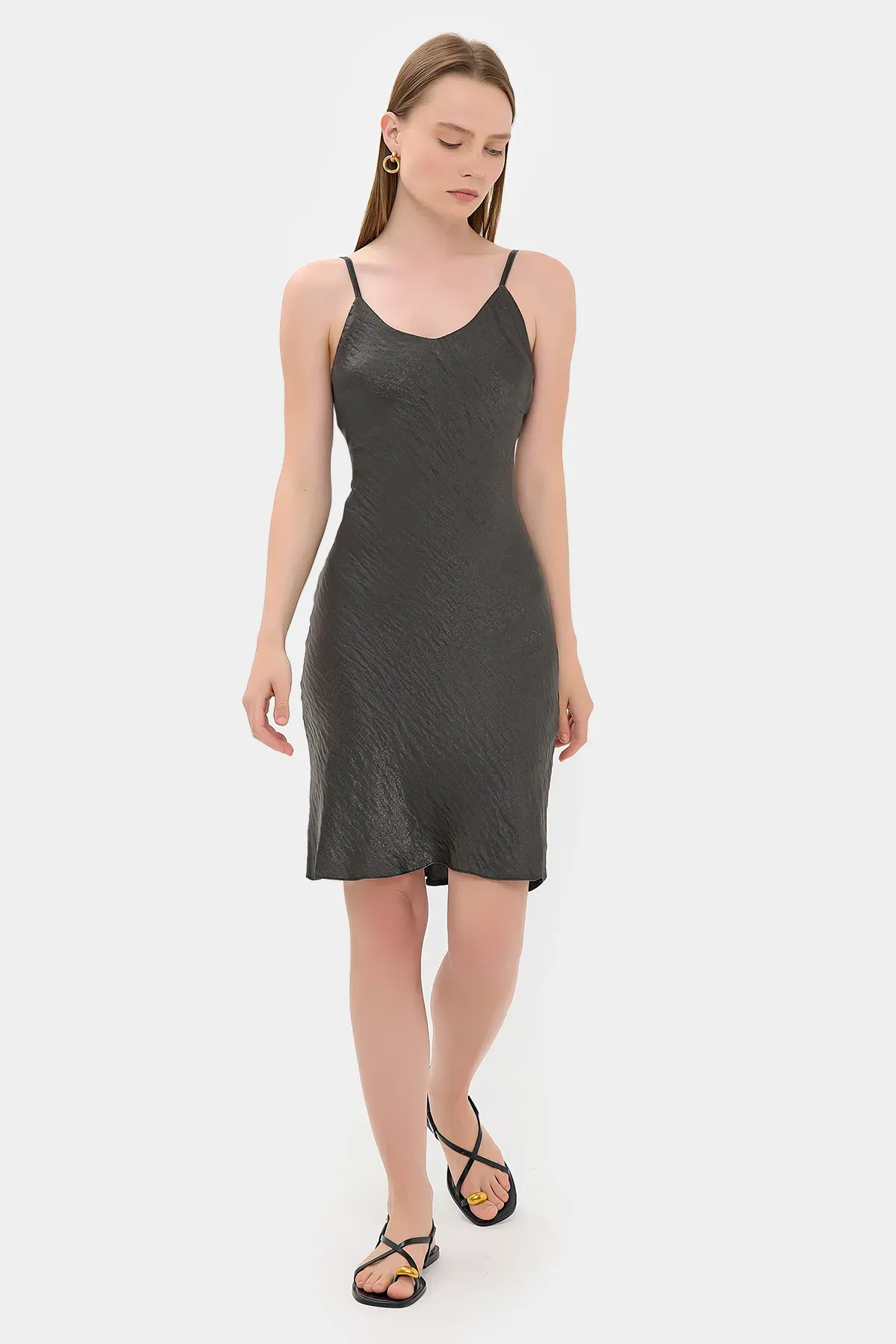 Satin Sleeveless A-Line Mini Dress 2