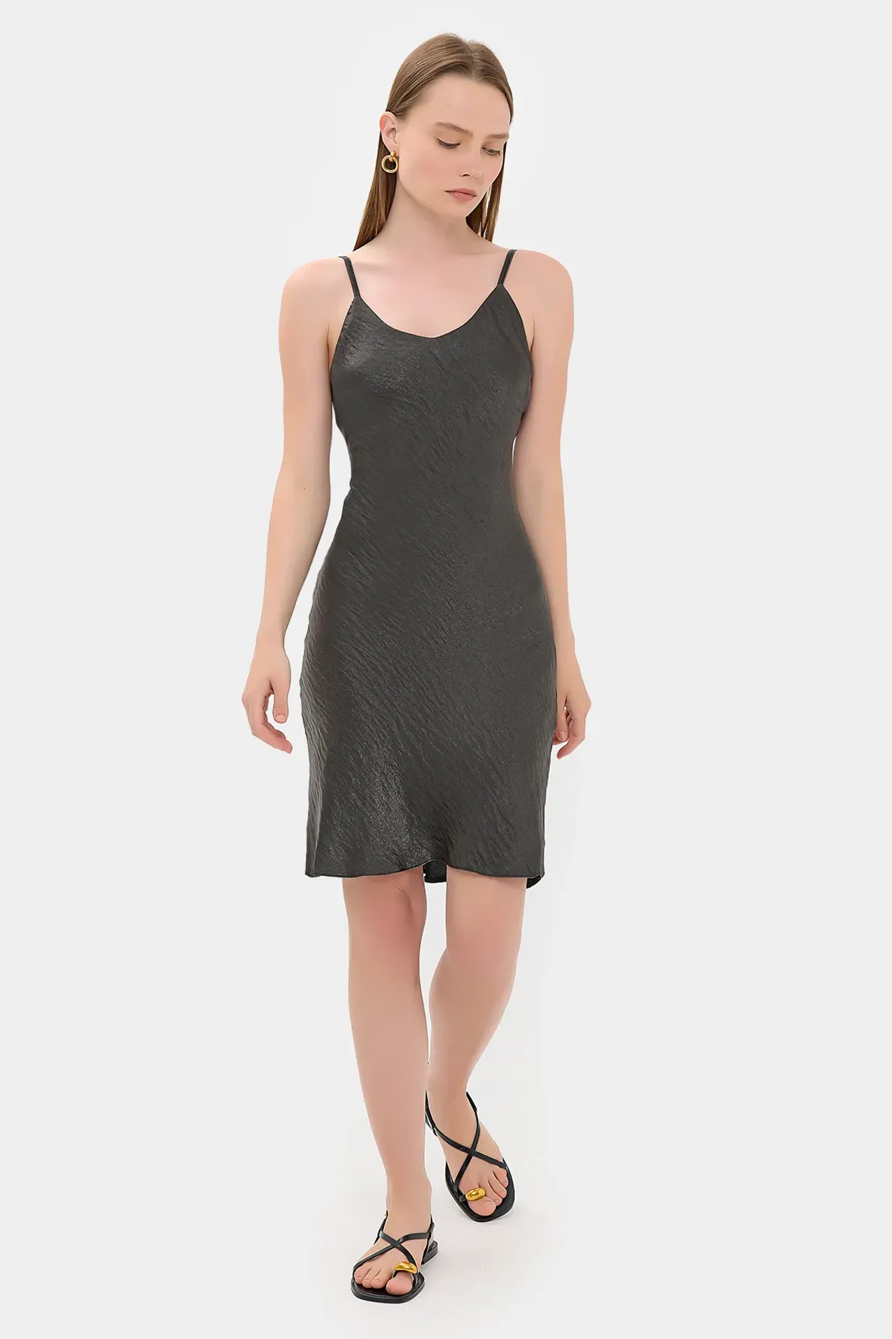 Satin Sleeveless A-Line Mini Dress