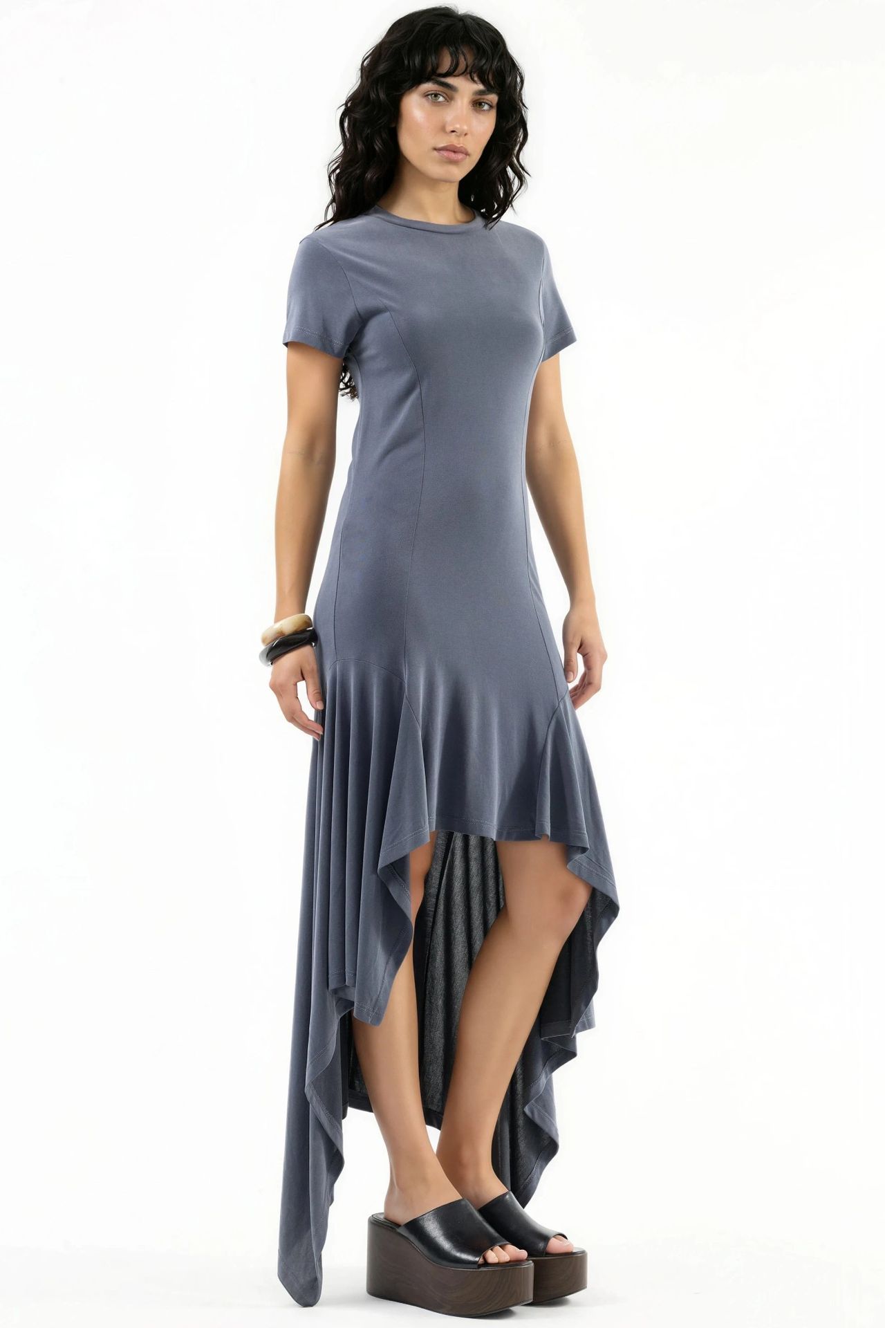 BUSEM Asymmetric Midi Dress with Crew Neck 5