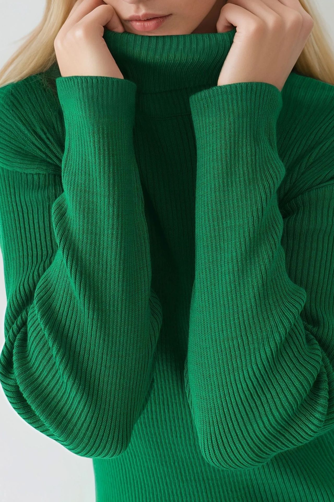 MY FASHION Ribbed Turtleneck Bodycon Knit Dress 4