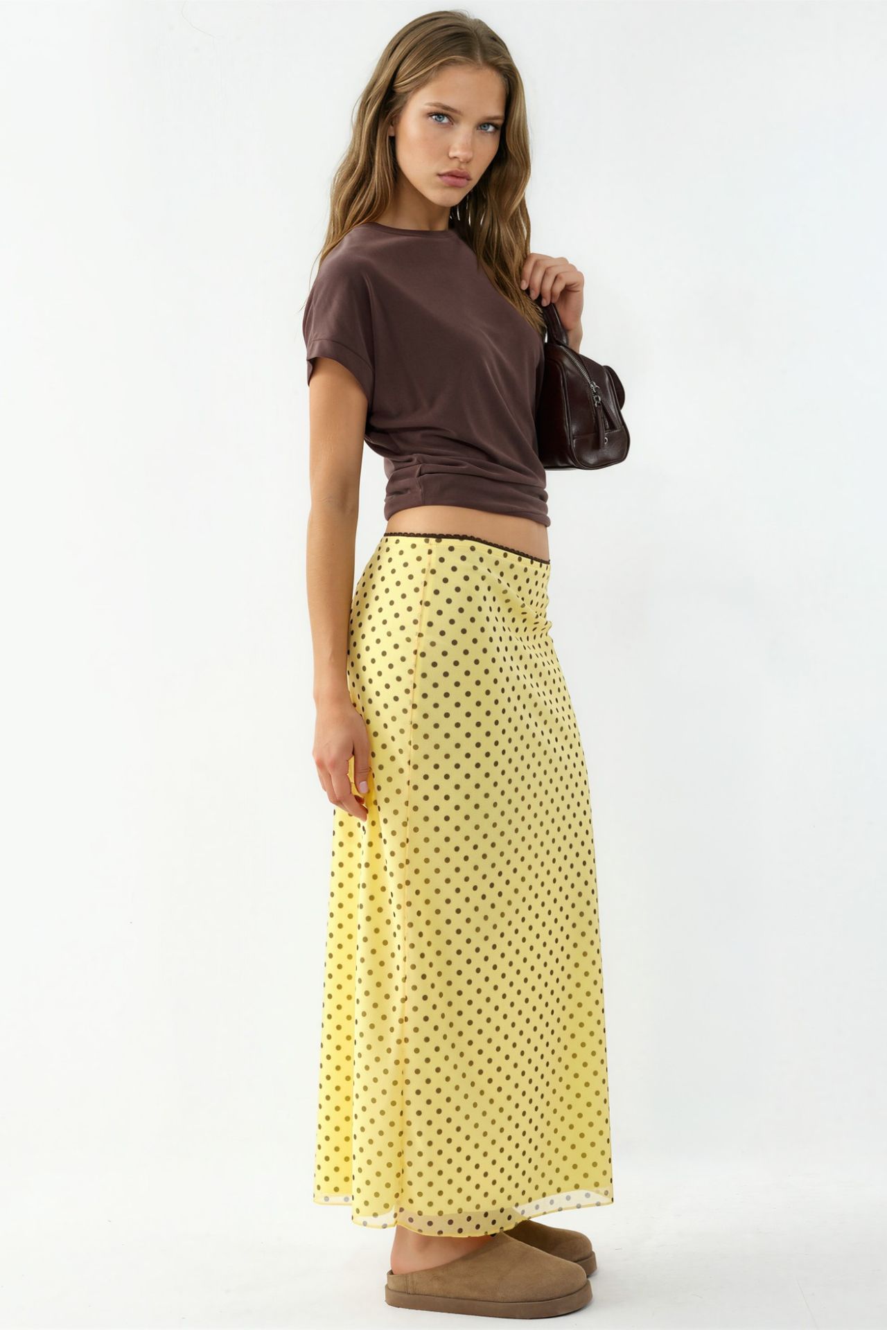 Polka Dot Tulle Stretch Skirt with Lace Detail 4