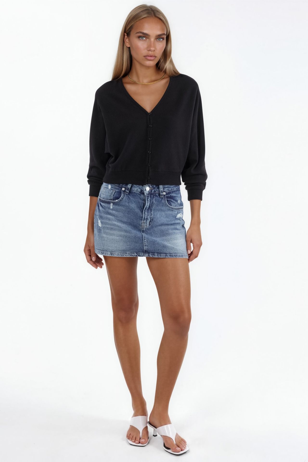 BUSEM V-Neck Ribbed Crop Cardigan 3