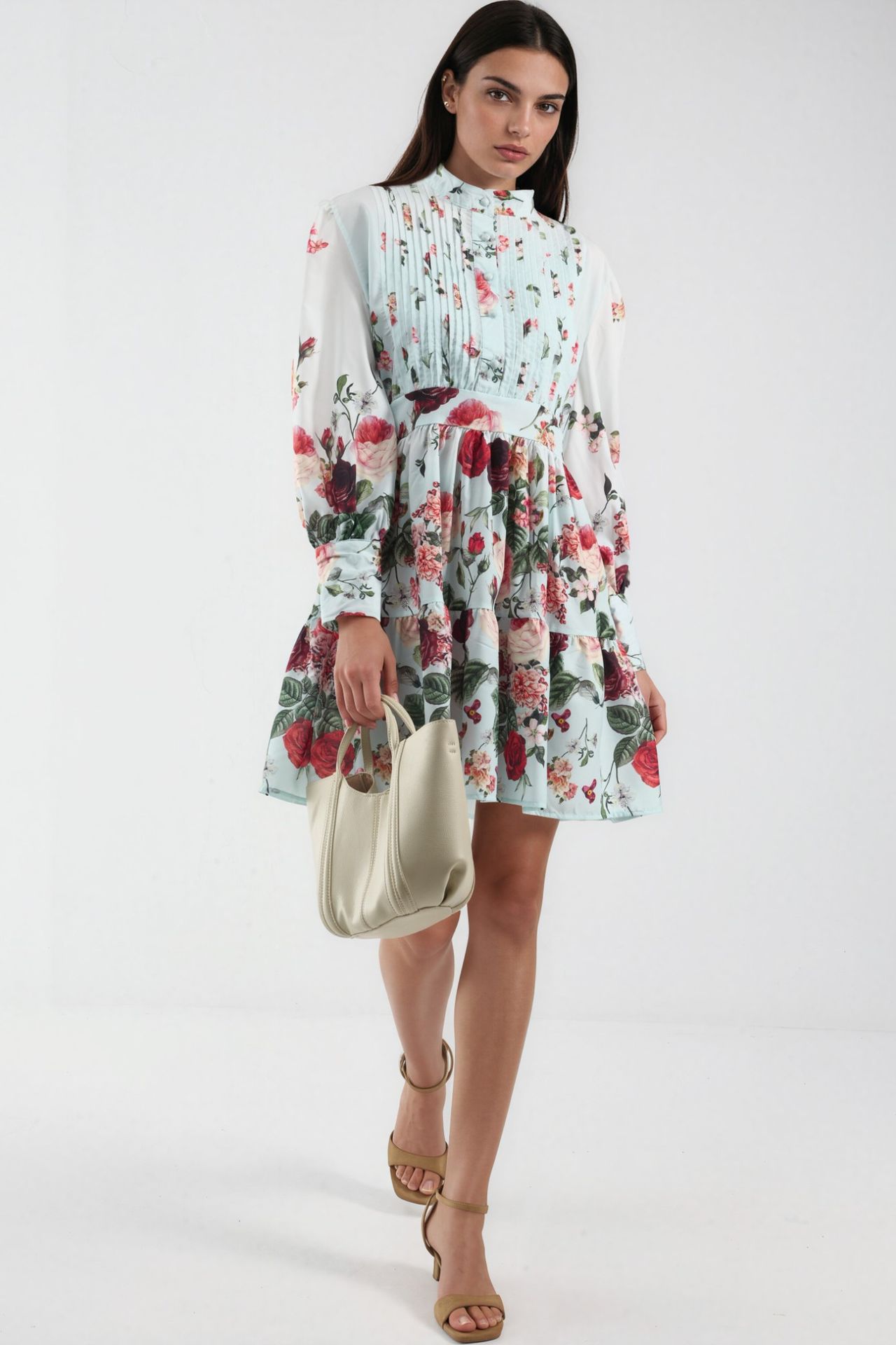 MSN Printed Long-Sleeve A-Line Mini Dress 4