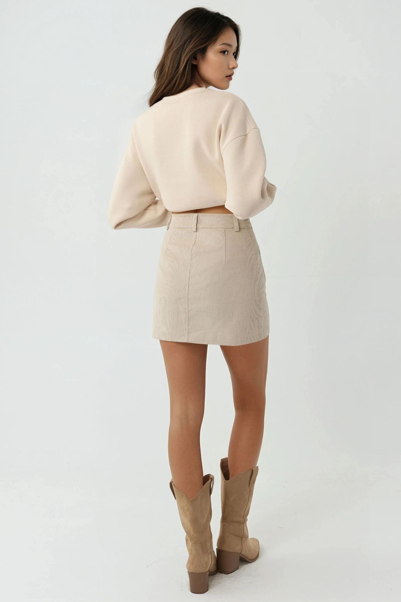 High Waist Straight Mini Skirt with Button Closure 3
