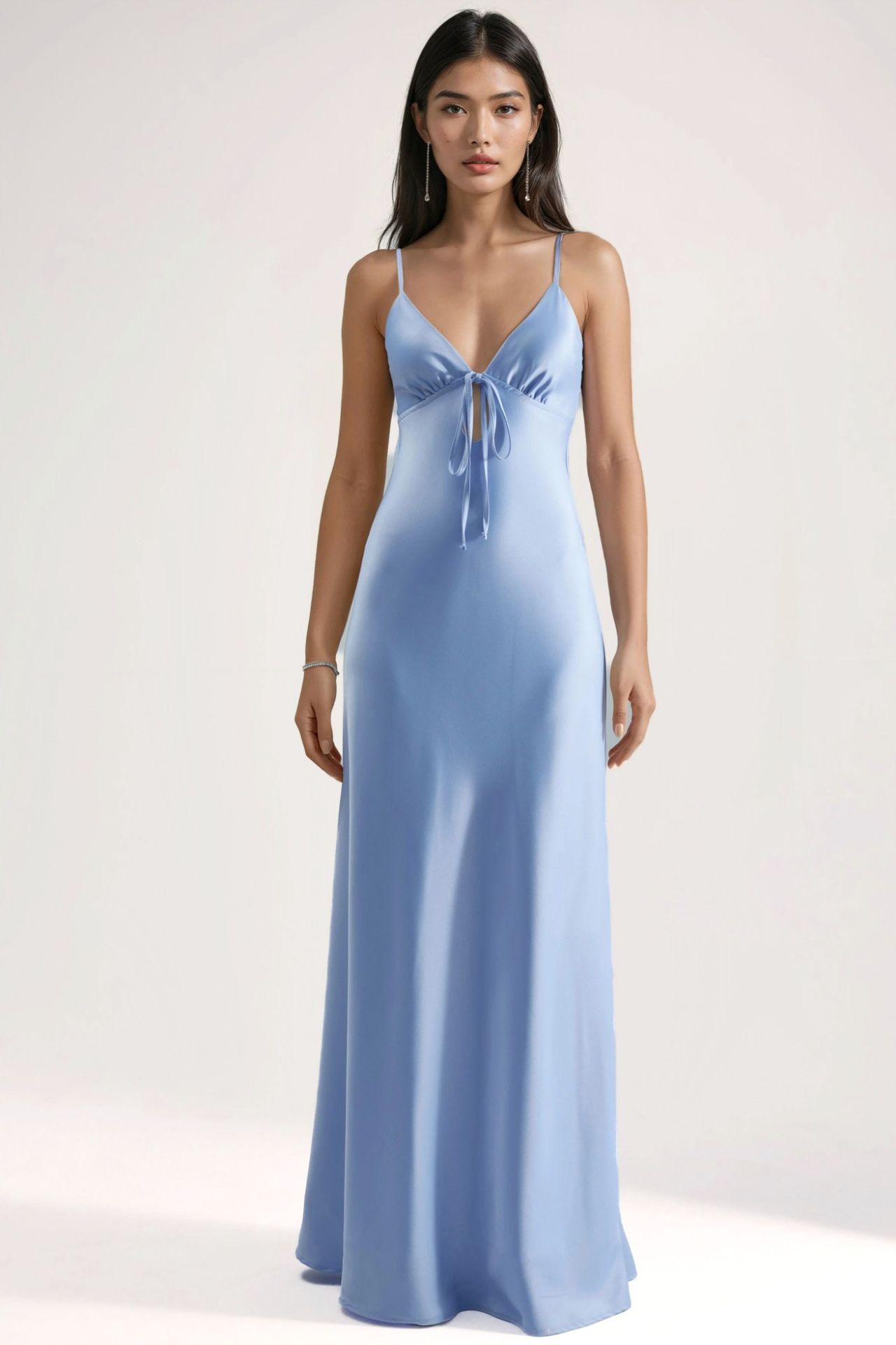Tie-Front Cut-Out Detail Satin Maxi Dress 8