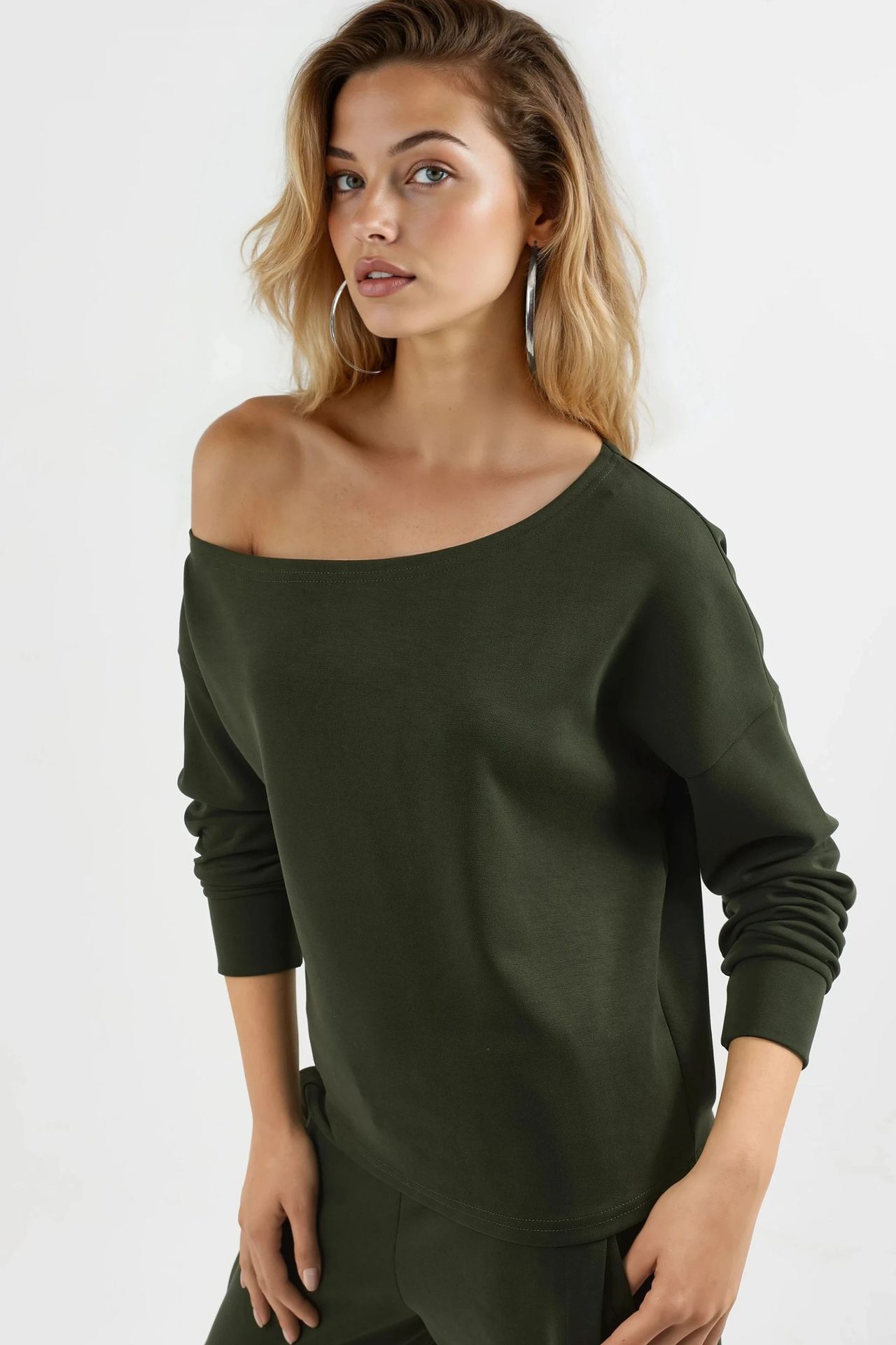 BUSEM Asymmetrical Collar Relaxed Fit Sweatshirt 4