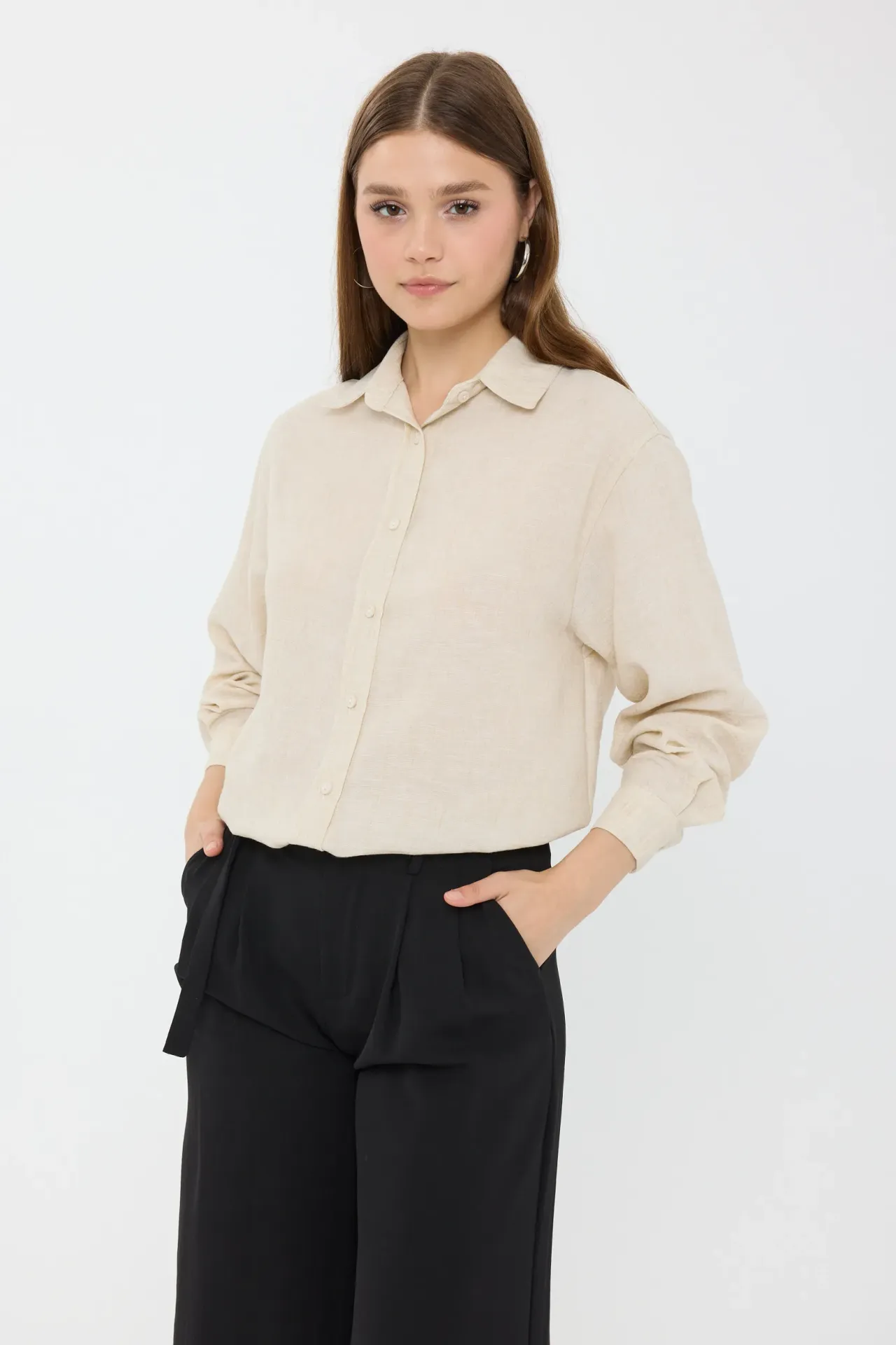 Buttoned Long Sleeve Relaxed Shirt