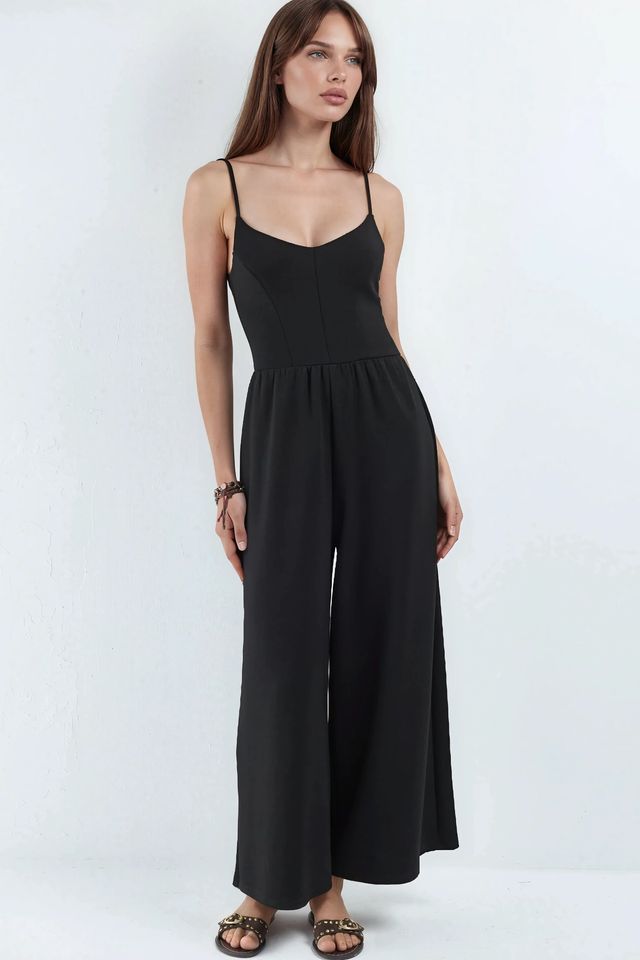 Modal Touch V-Neck Long Knit Jumpsuit