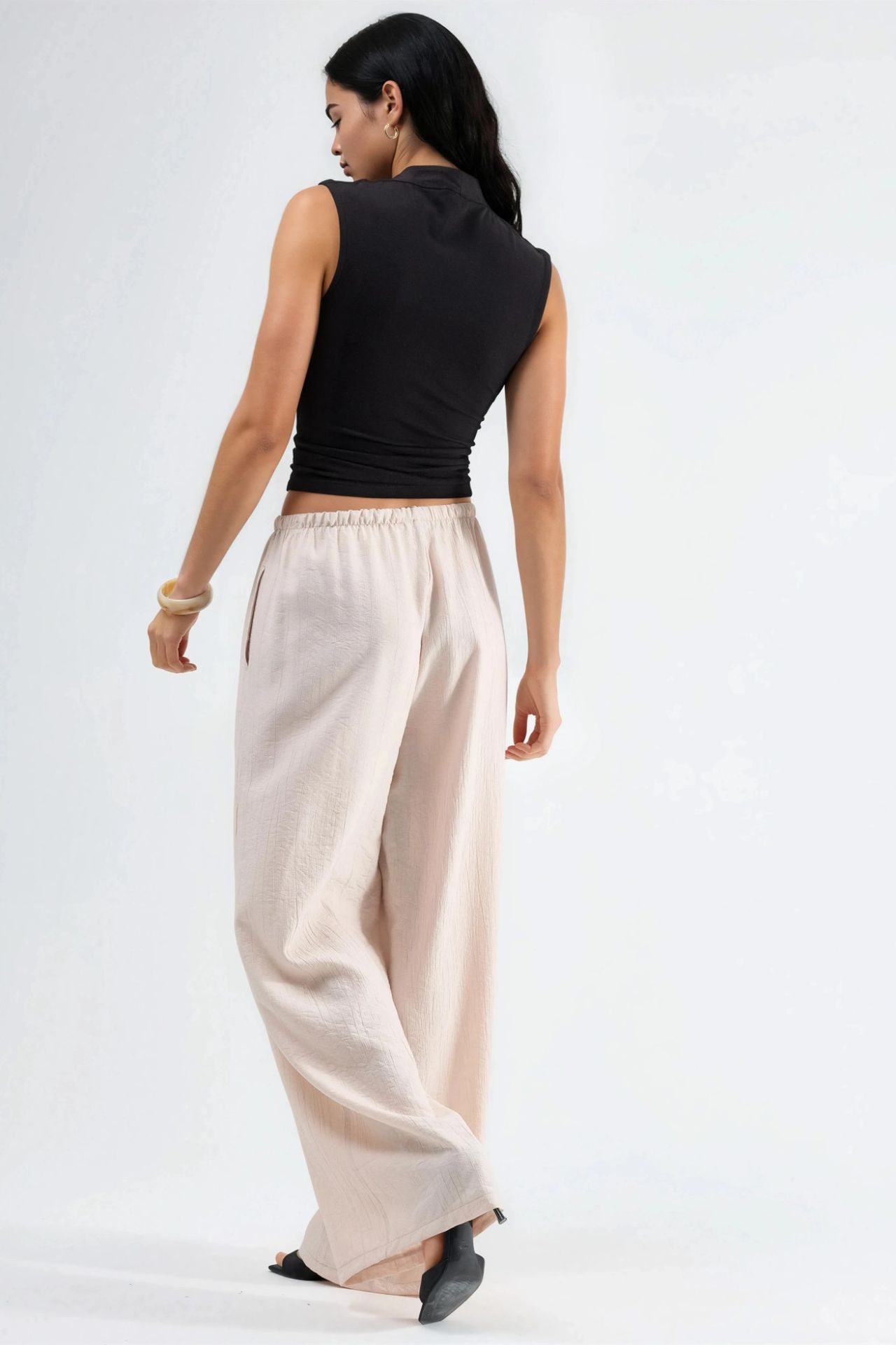 BUSEM Wide Leg Drawstring Waist Pants with Pockets