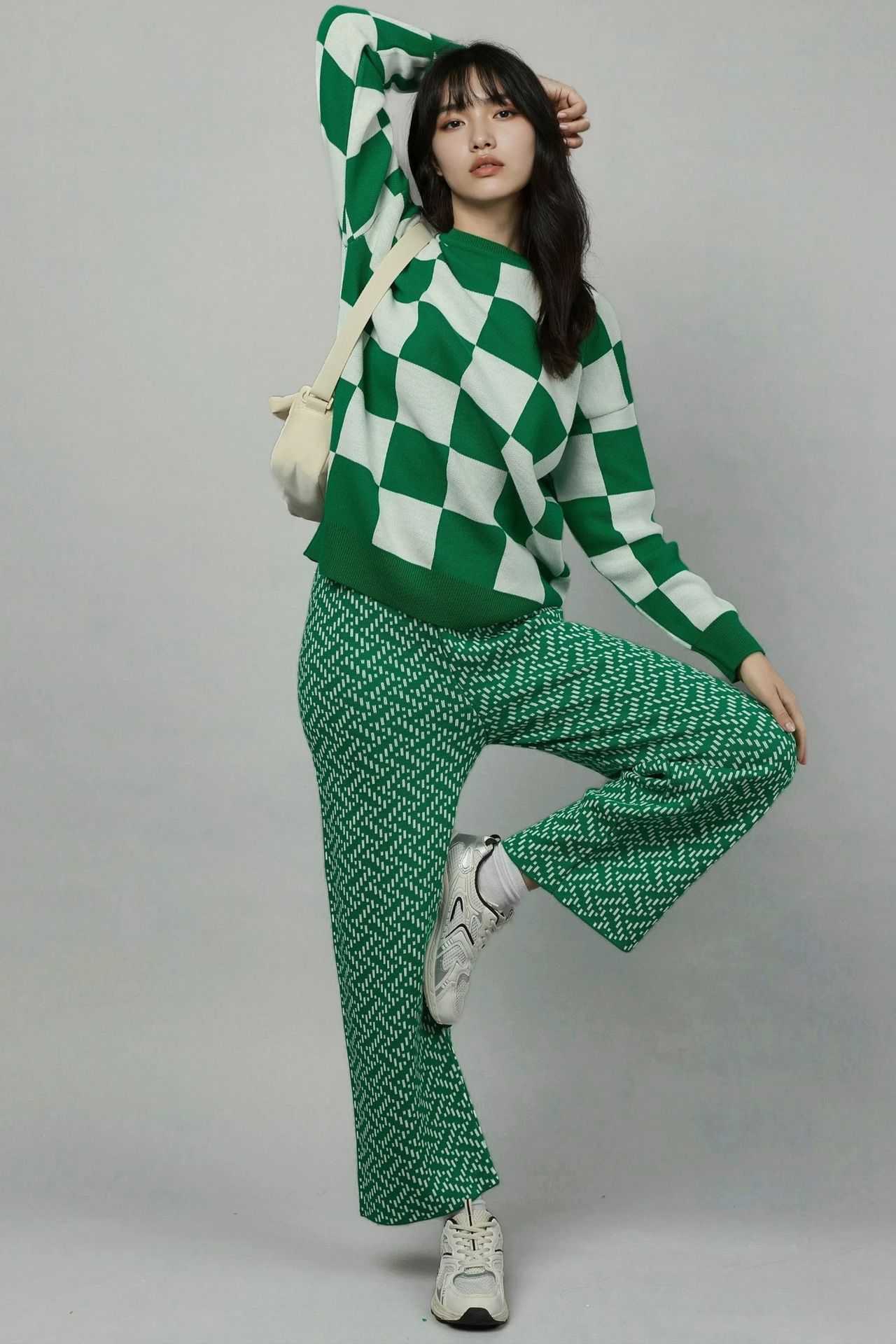 MY FASHION Plaid Ribbed Knit Sweater with Comfort Fit 4