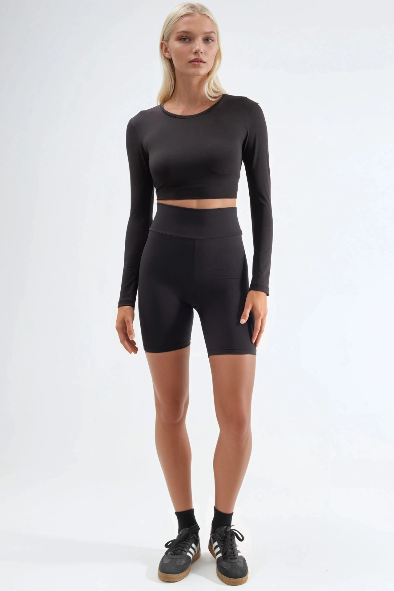 High Waist Soft Textured Biker Shorts Ellie Collection 5