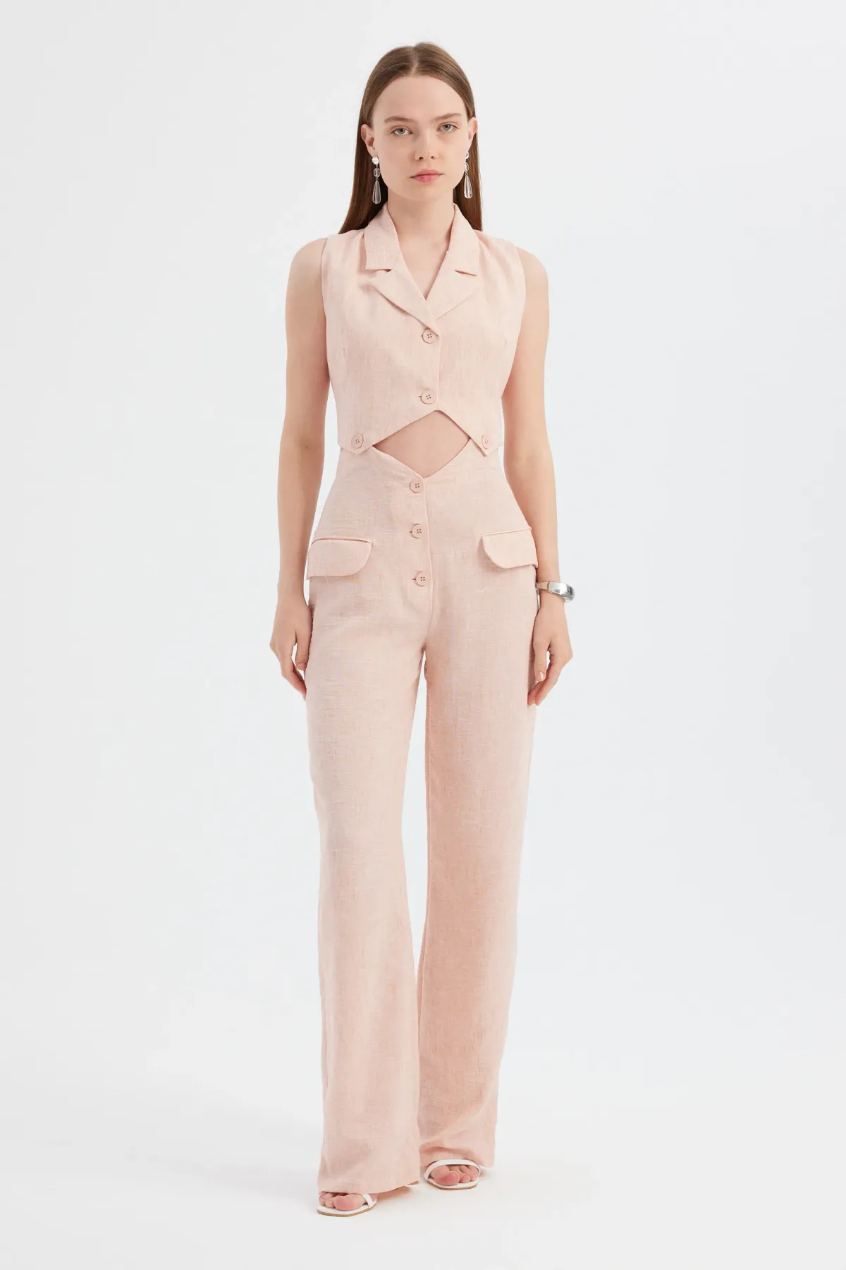 High-Waist Wide-Leg Coords Set with Pocket Detail 2