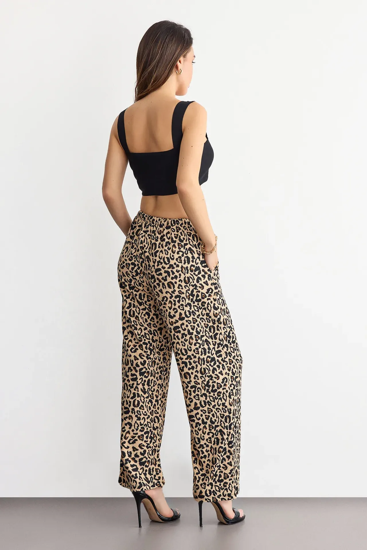 Animal Print Parachute Trousers with Drawstring