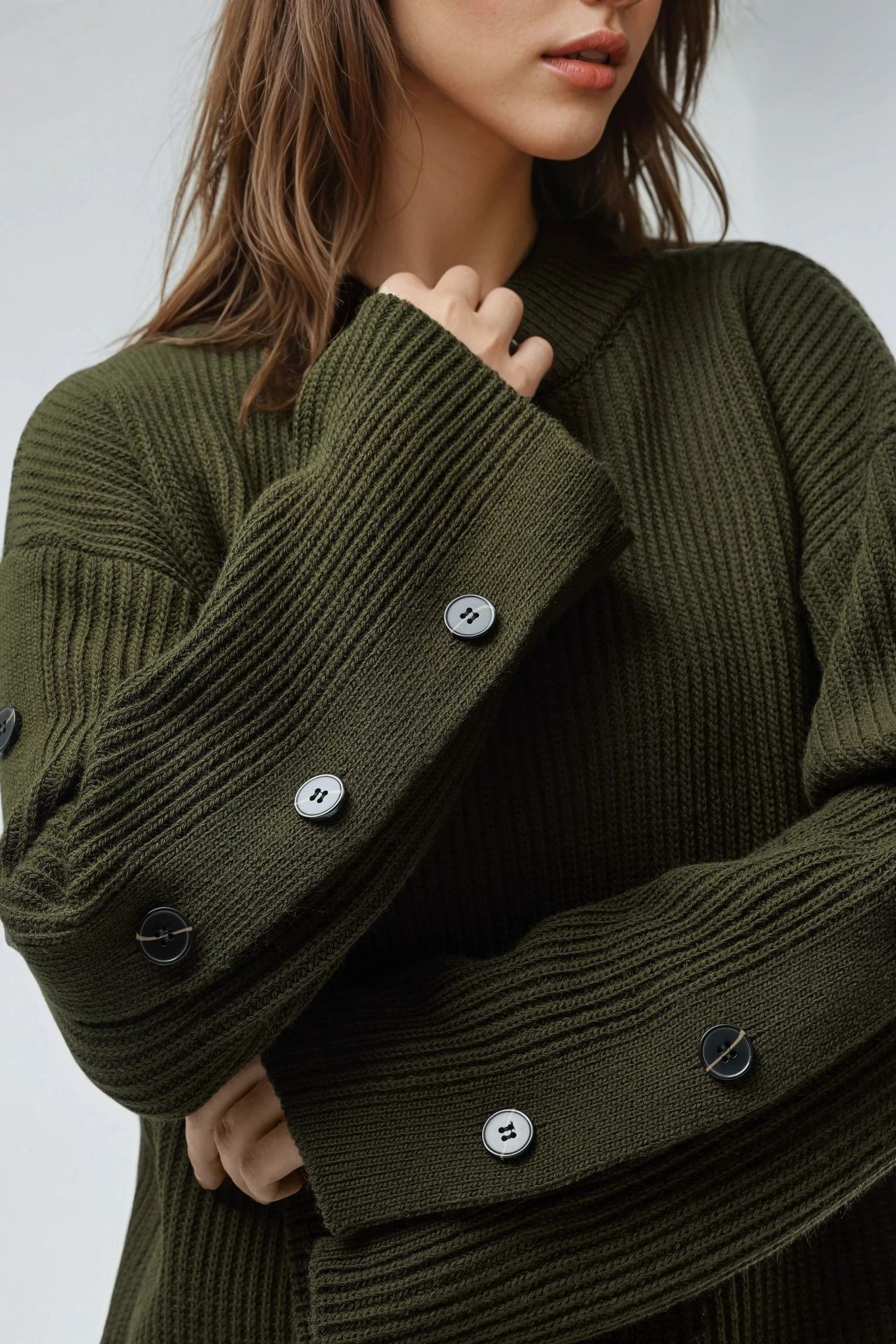 Thick Knit Slit and Button Detailed Sweater 7