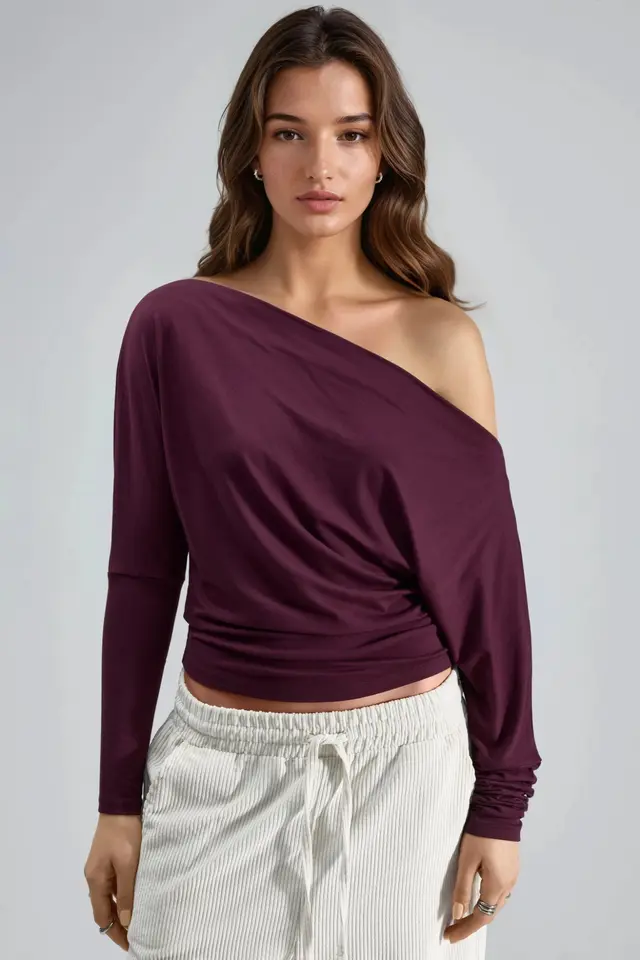 BUSEM Boat Neck Drape Blouse