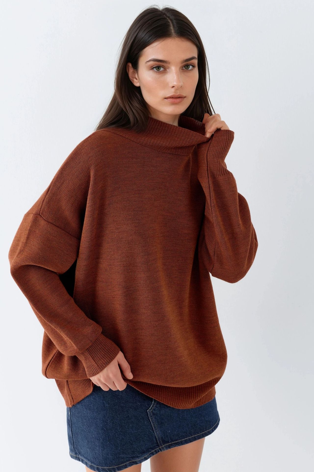 MY FASHION Oversized Half Turtleneck Knit Sweater 4