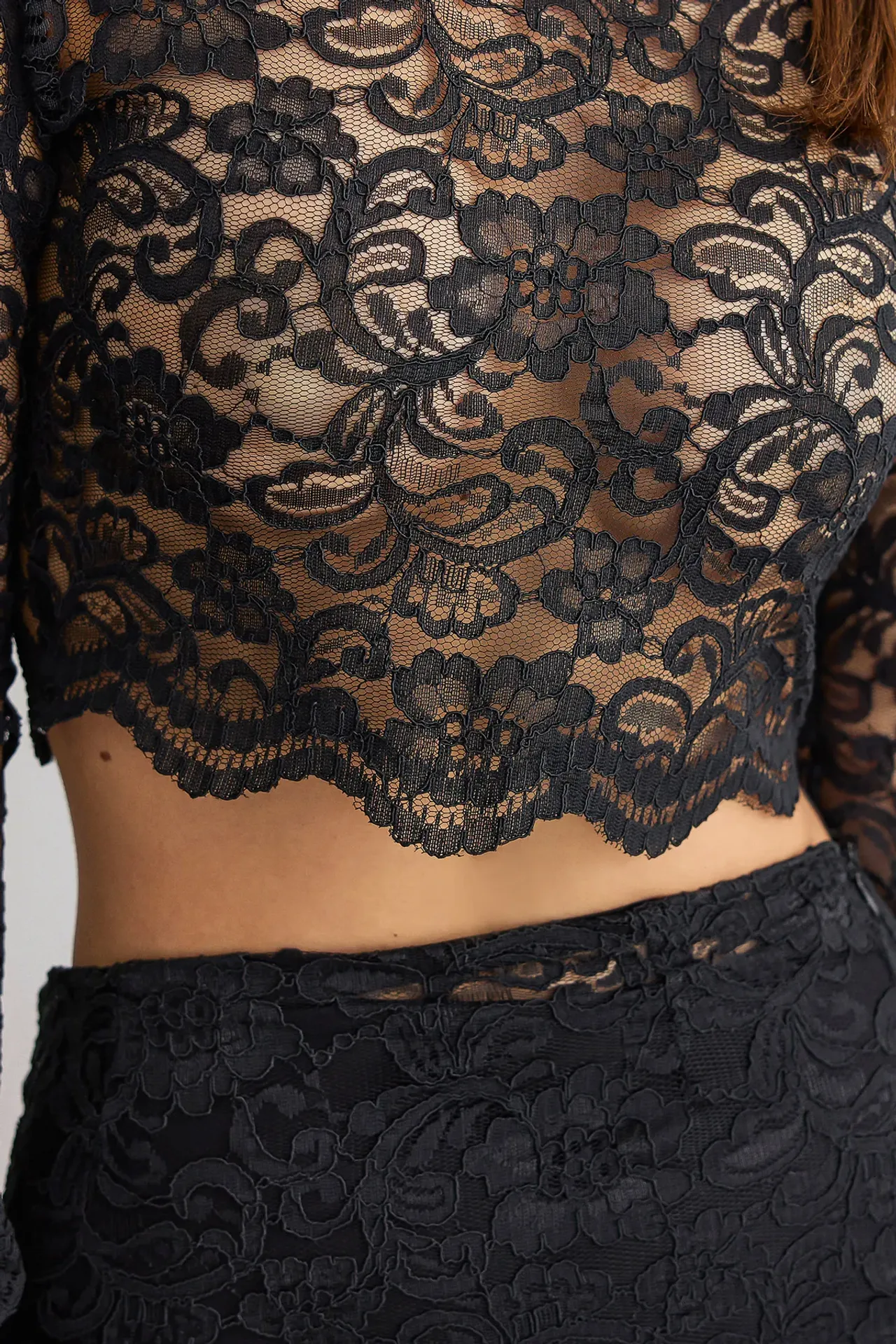 High-Waist Midi Skirt Lace Coords Set